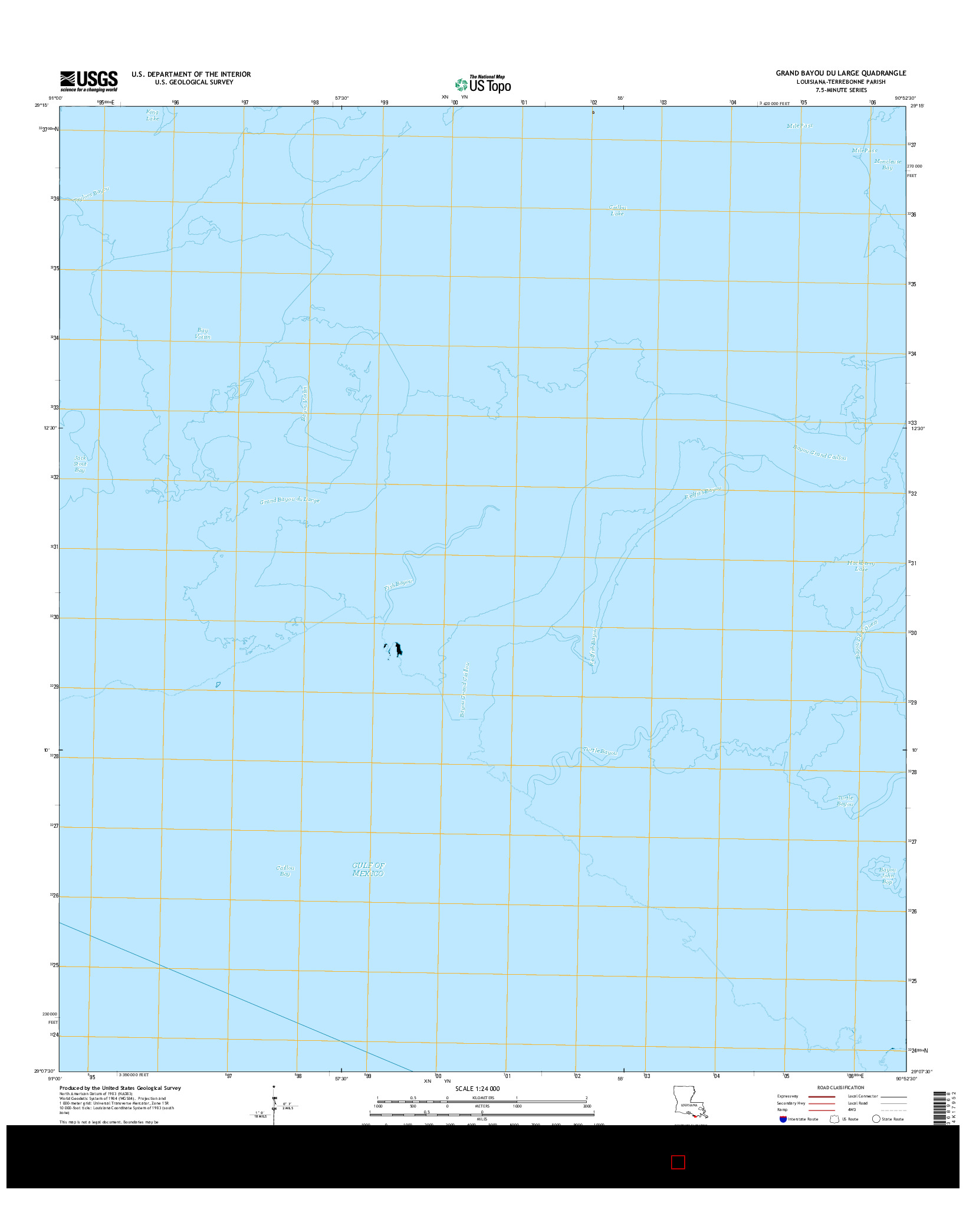 USGS US TOPO 7.5-MINUTE MAP FOR GRAND BAYOU DU LARGE, LA 2015