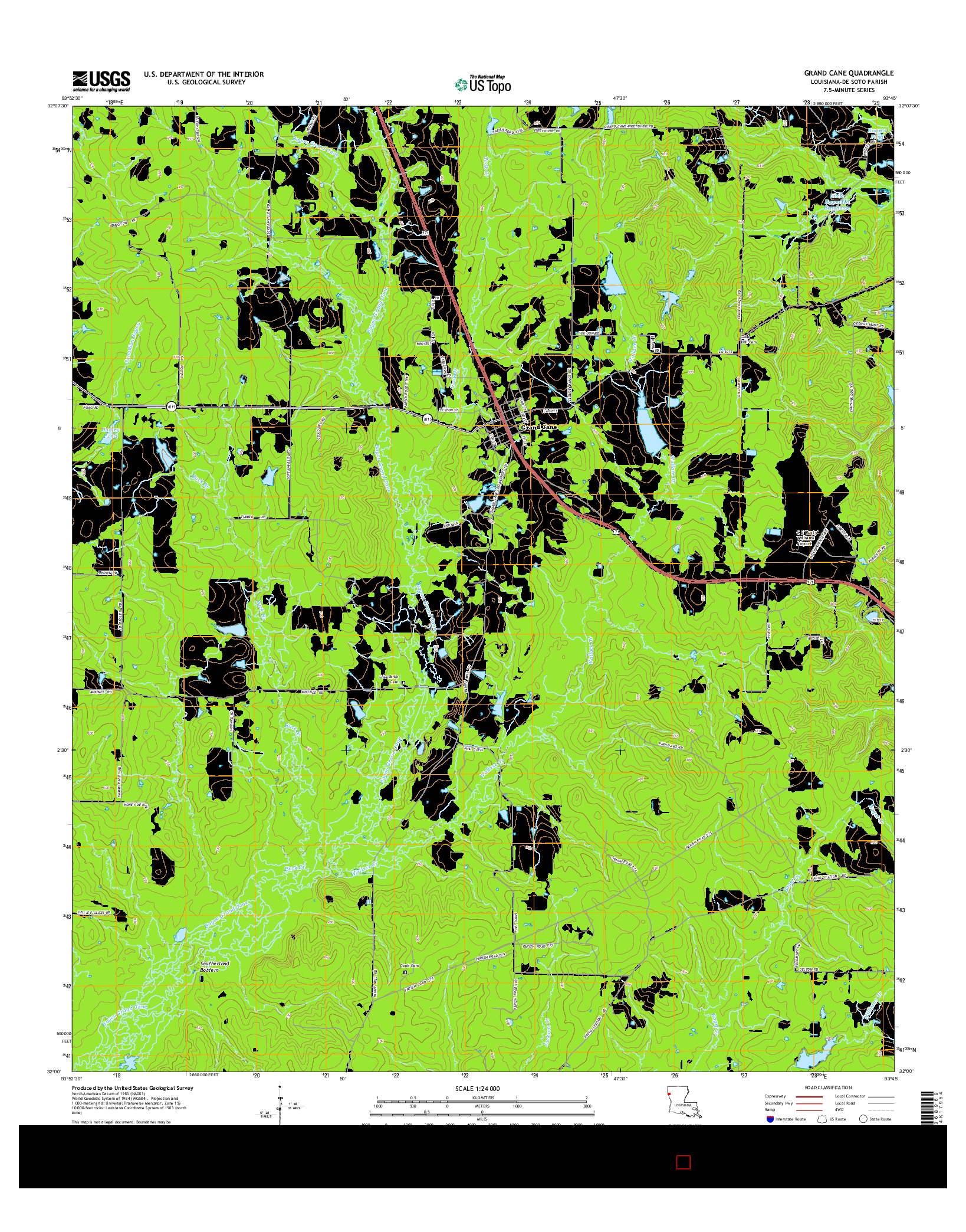 USGS US TOPO 7.5-MINUTE MAP FOR GRAND CANE, LA 2015
