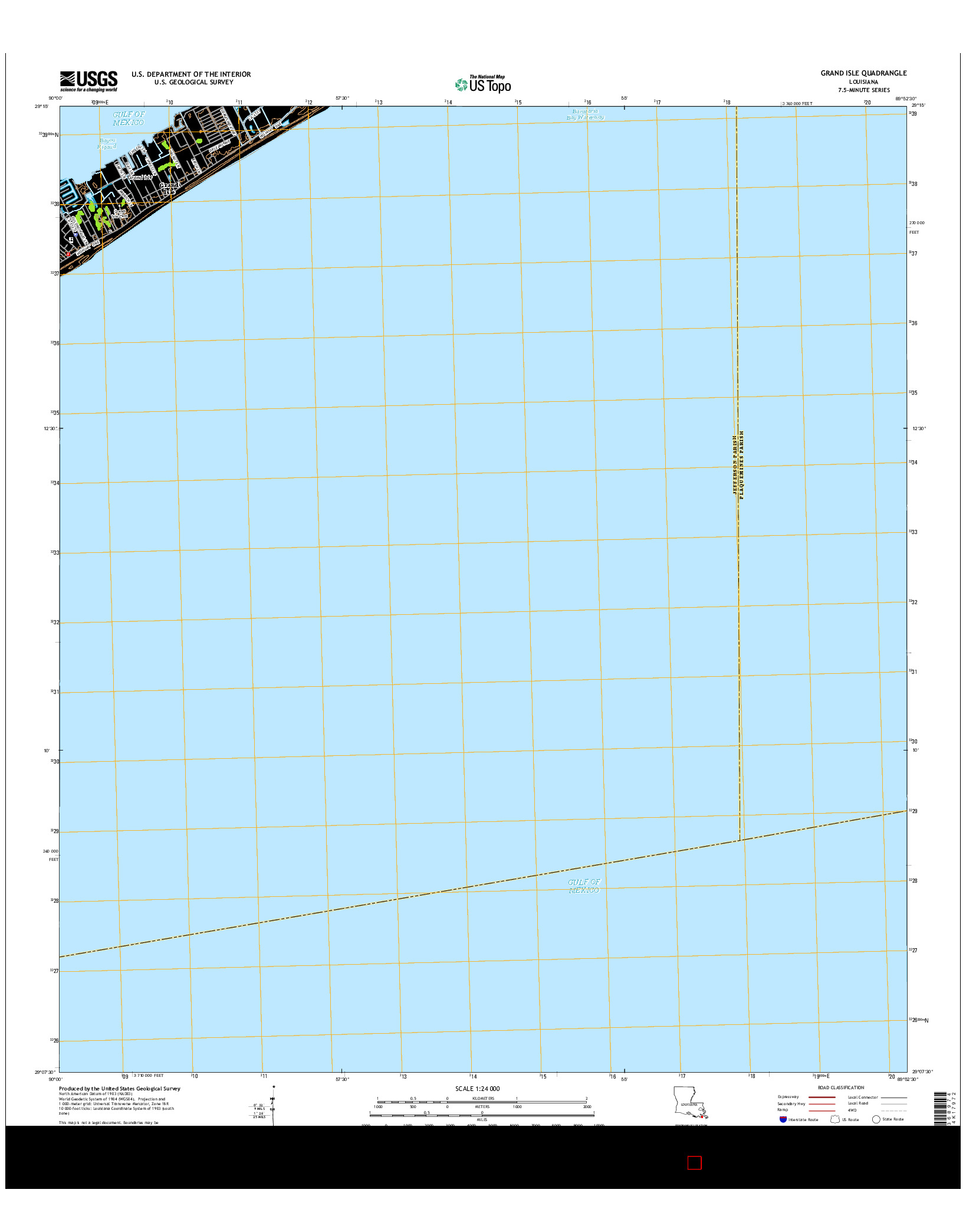 USGS US TOPO 7.5-MINUTE MAP FOR GRAND ISLE, LA 2015