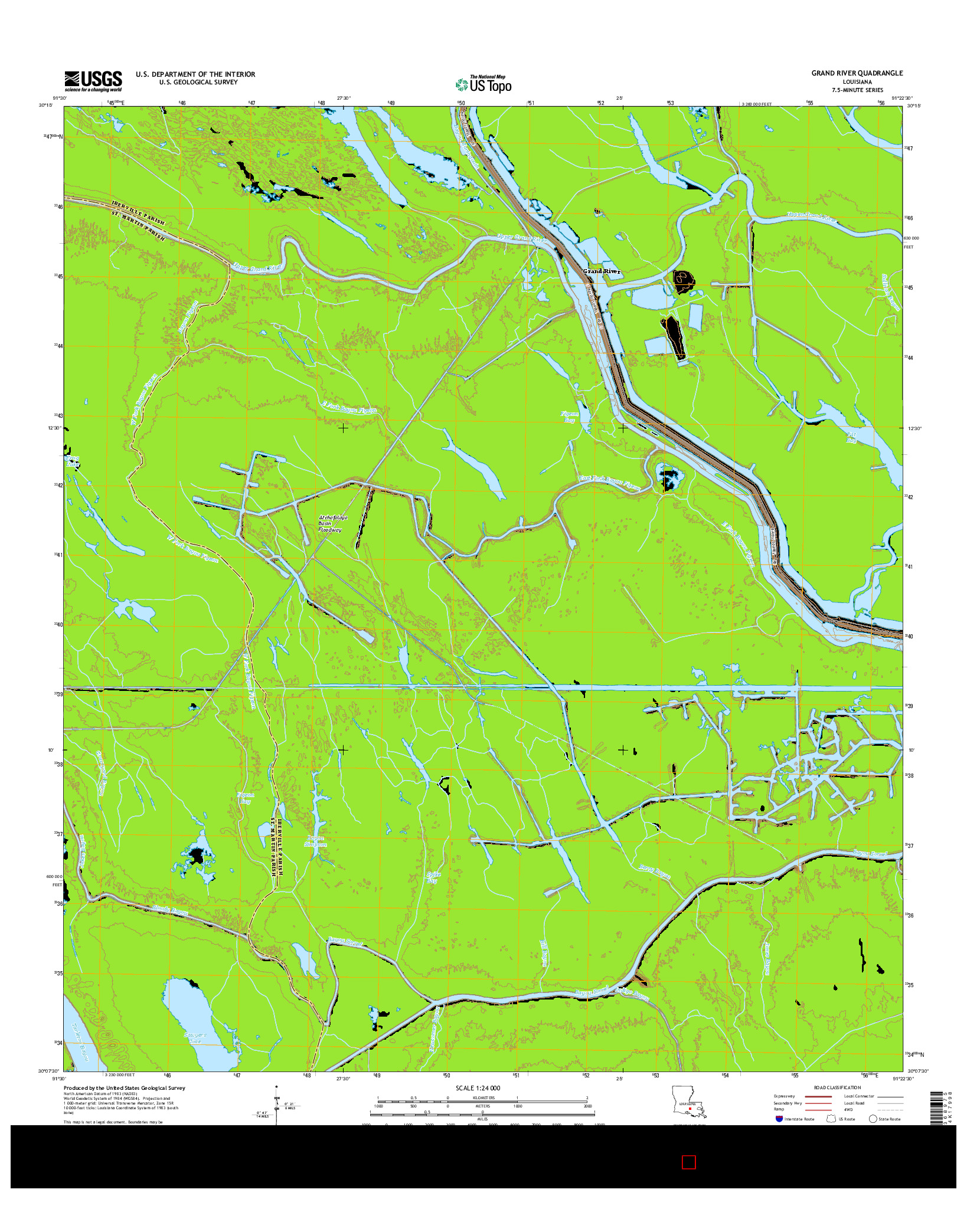 USGS US TOPO 7.5-MINUTE MAP FOR GRAND RIVER, LA 2015