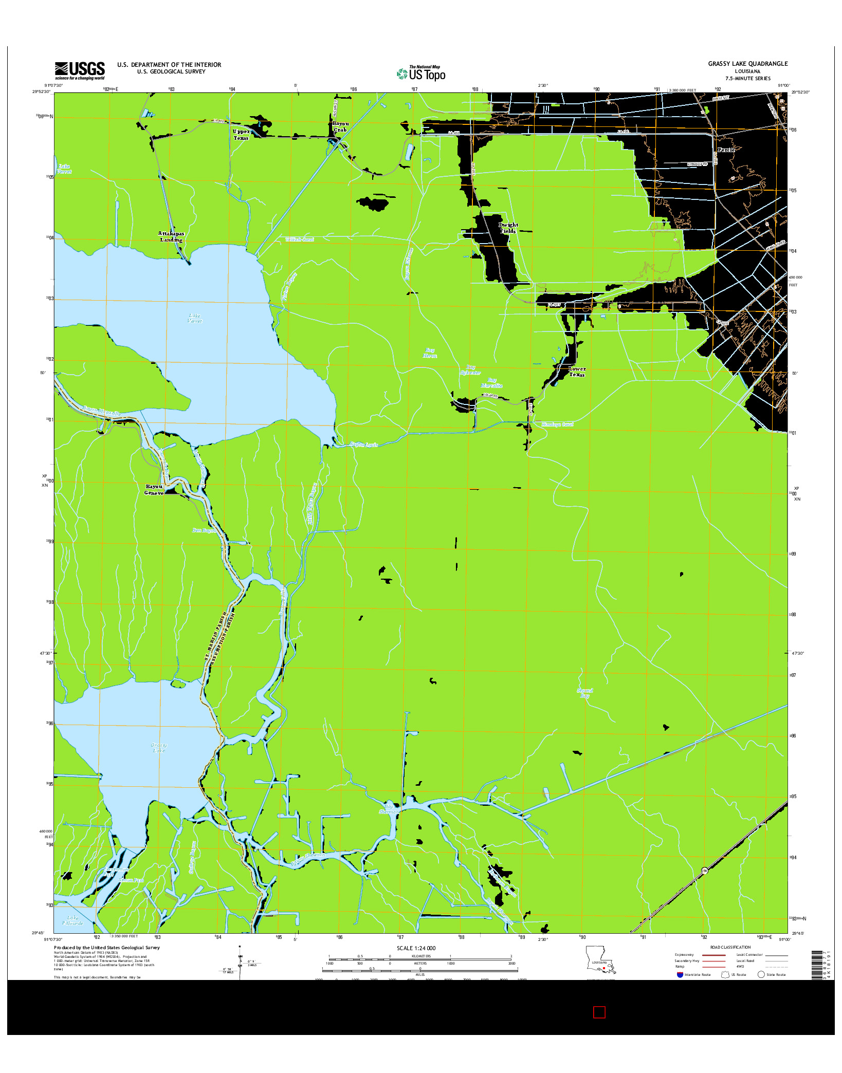 USGS US TOPO 7.5-MINUTE MAP FOR GRASSY LAKE, LA 2015