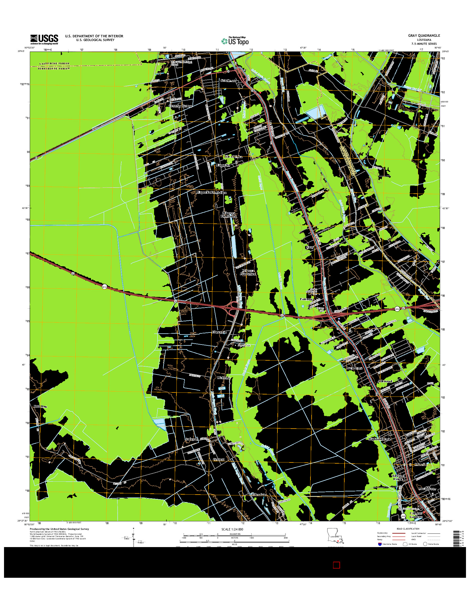 USGS US TOPO 7.5-MINUTE MAP FOR GRAY, LA 2015