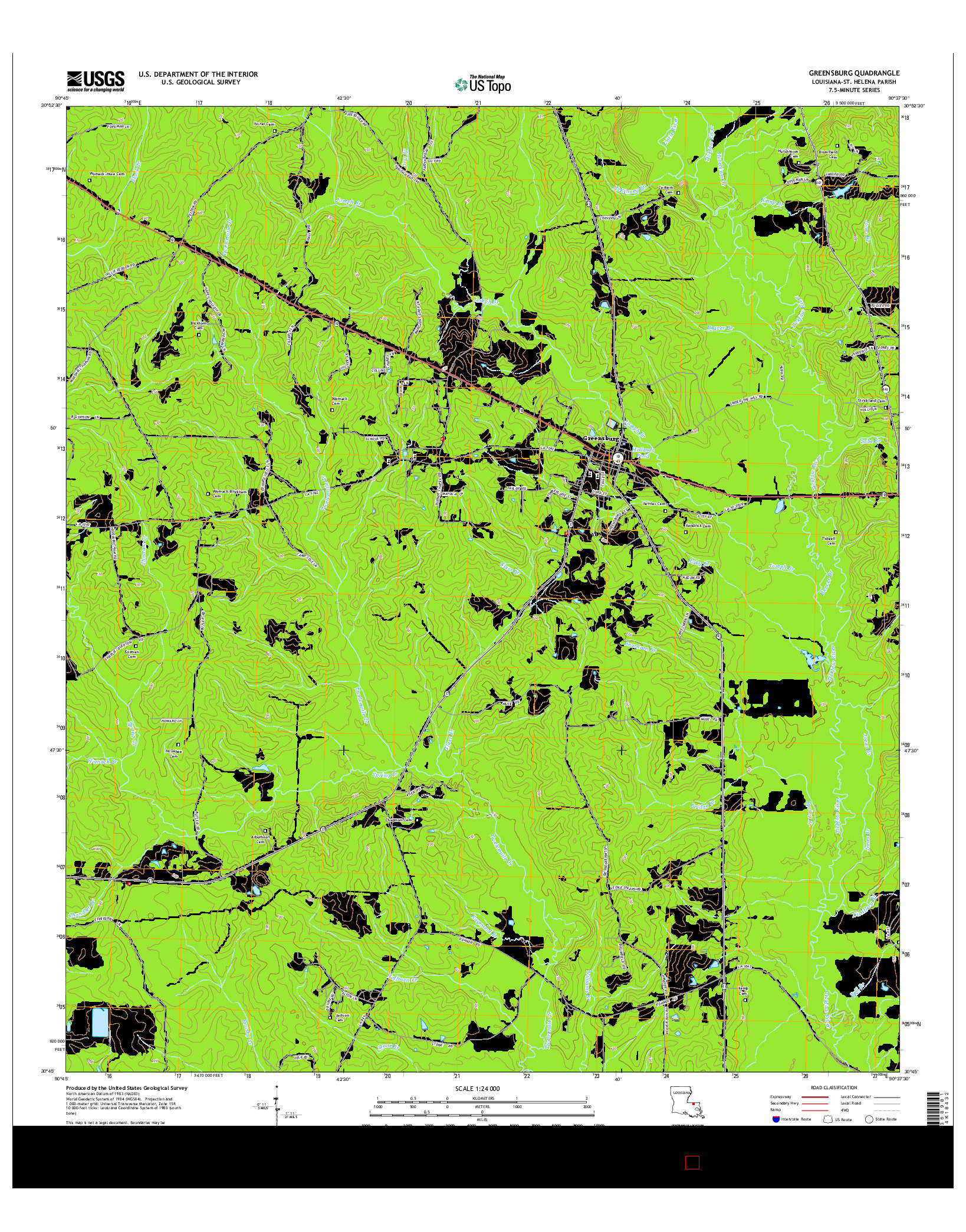 USGS US TOPO 7.5-MINUTE MAP FOR GREENSBURG, LA 2015