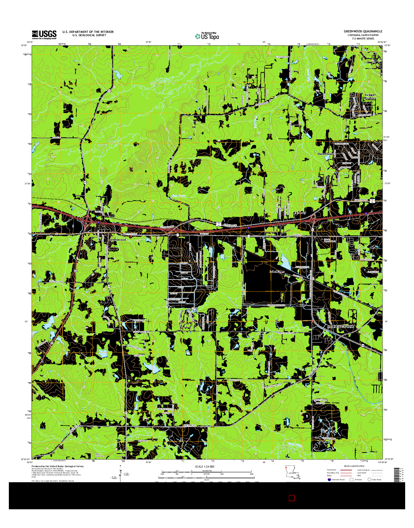 USGS US TOPO 7.5-MINUTE MAP FOR GREENWOOD, LA 2015