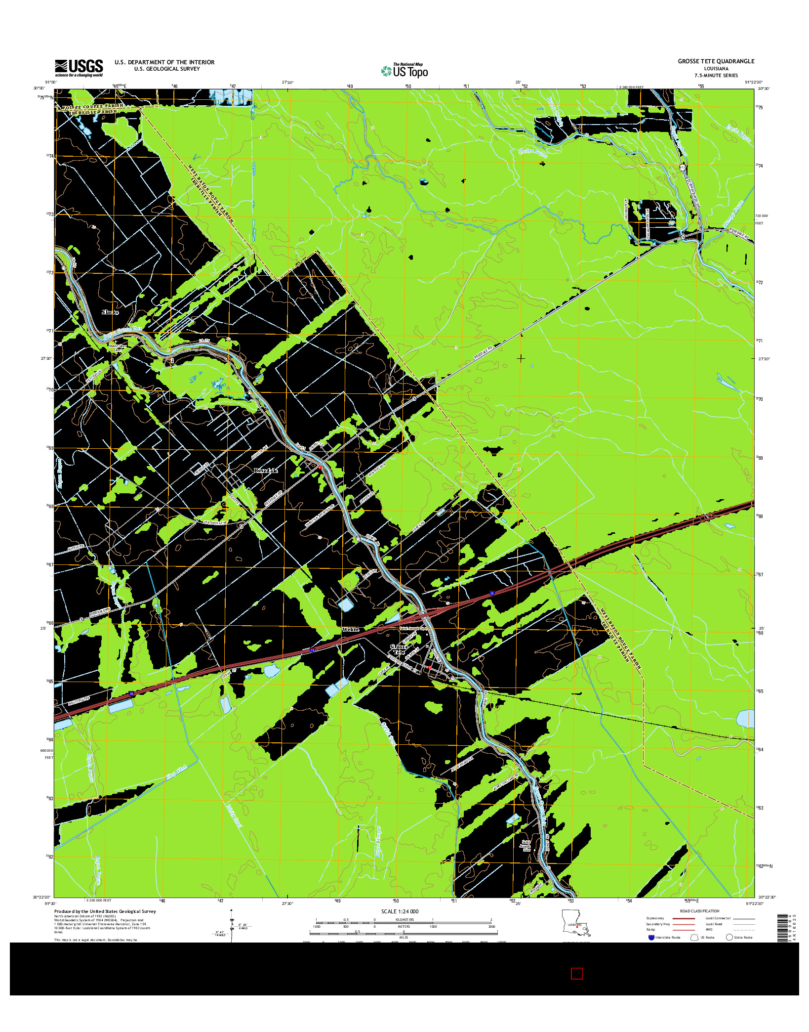 USGS US TOPO 7.5-MINUTE MAP FOR GROSSE TETE, LA 2015