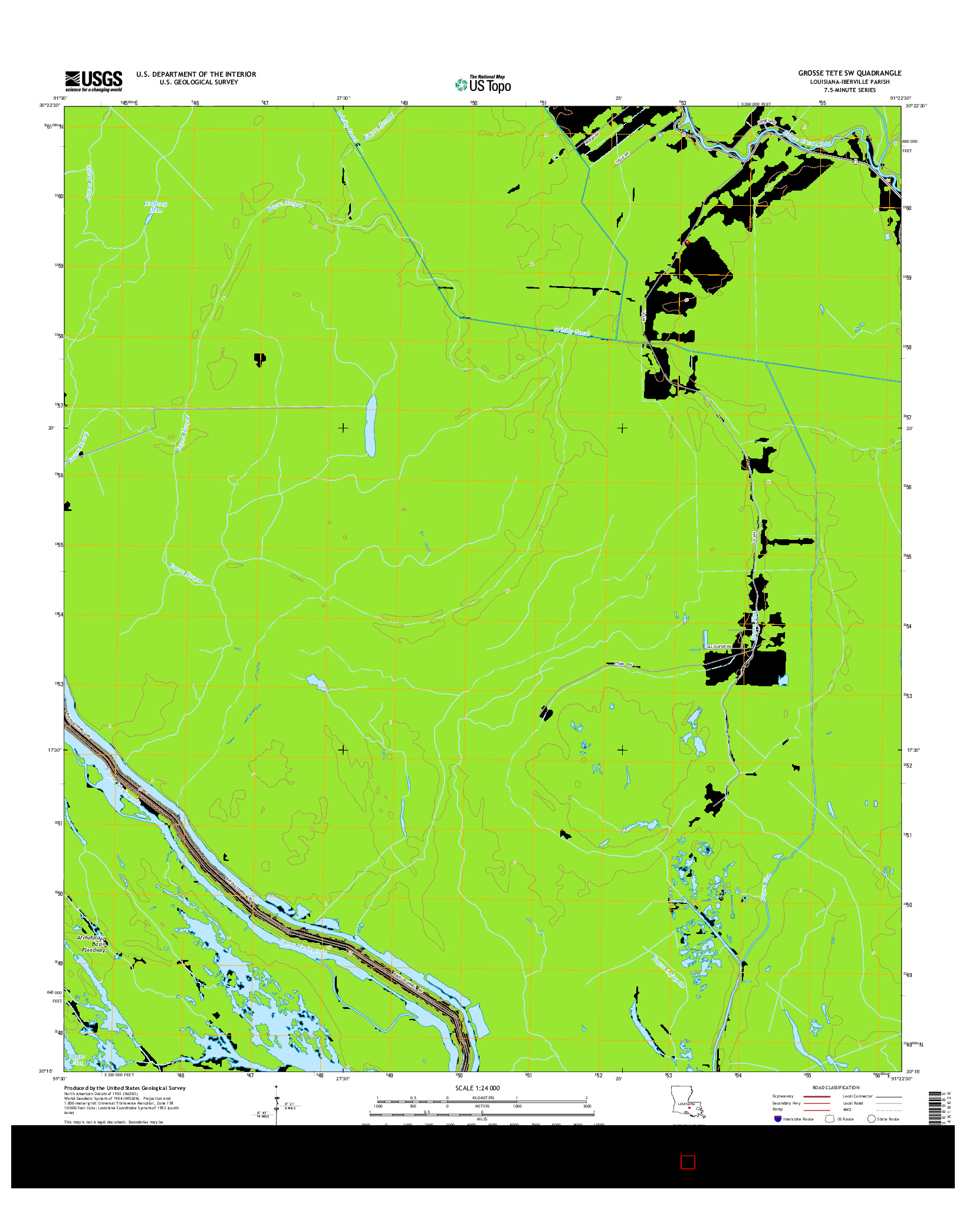 USGS US TOPO 7.5-MINUTE MAP FOR GROSSE TETE SW, LA 2015