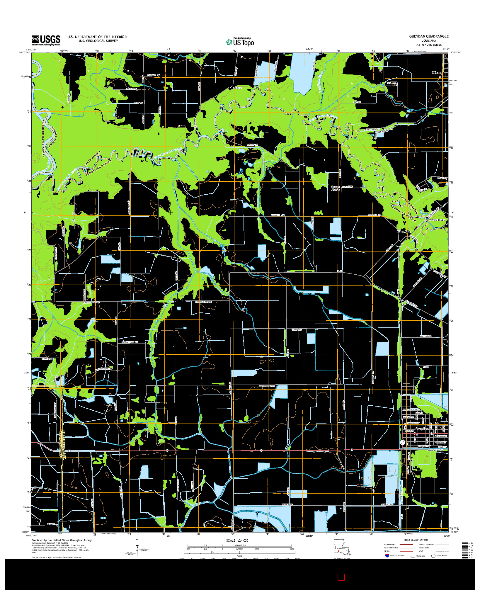 USGS US TOPO 7.5-MINUTE MAP FOR GUEYDAN, LA 2015