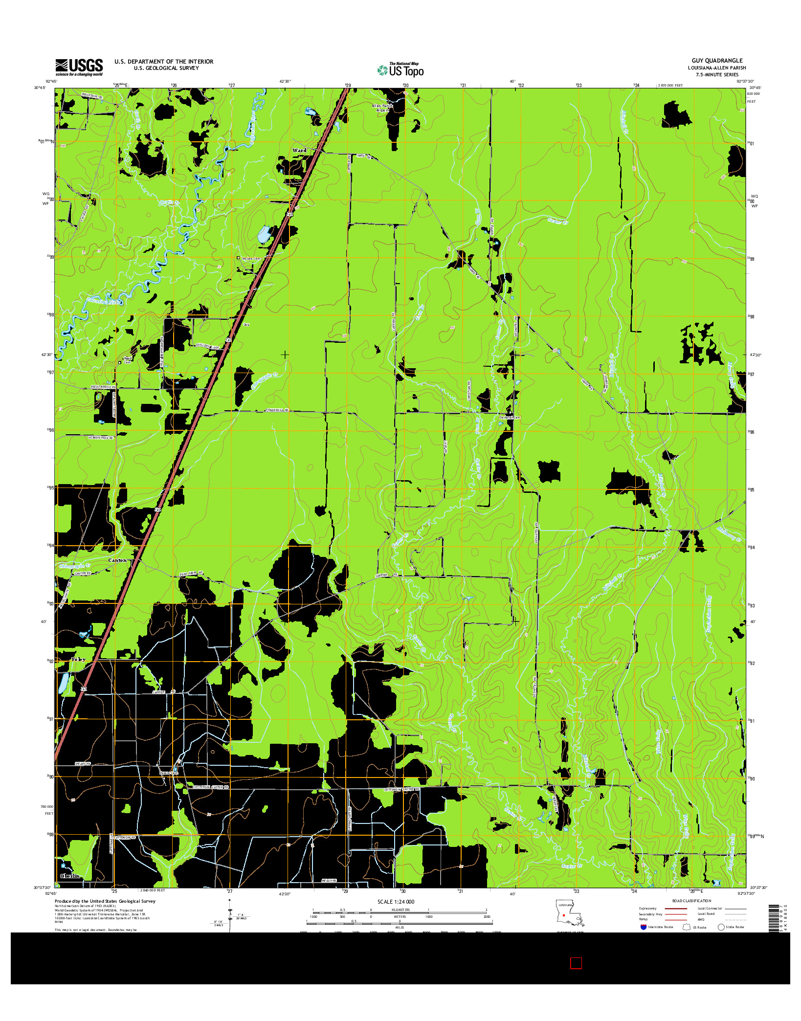 USGS US TOPO 7.5-MINUTE MAP FOR GUY, LA 2015