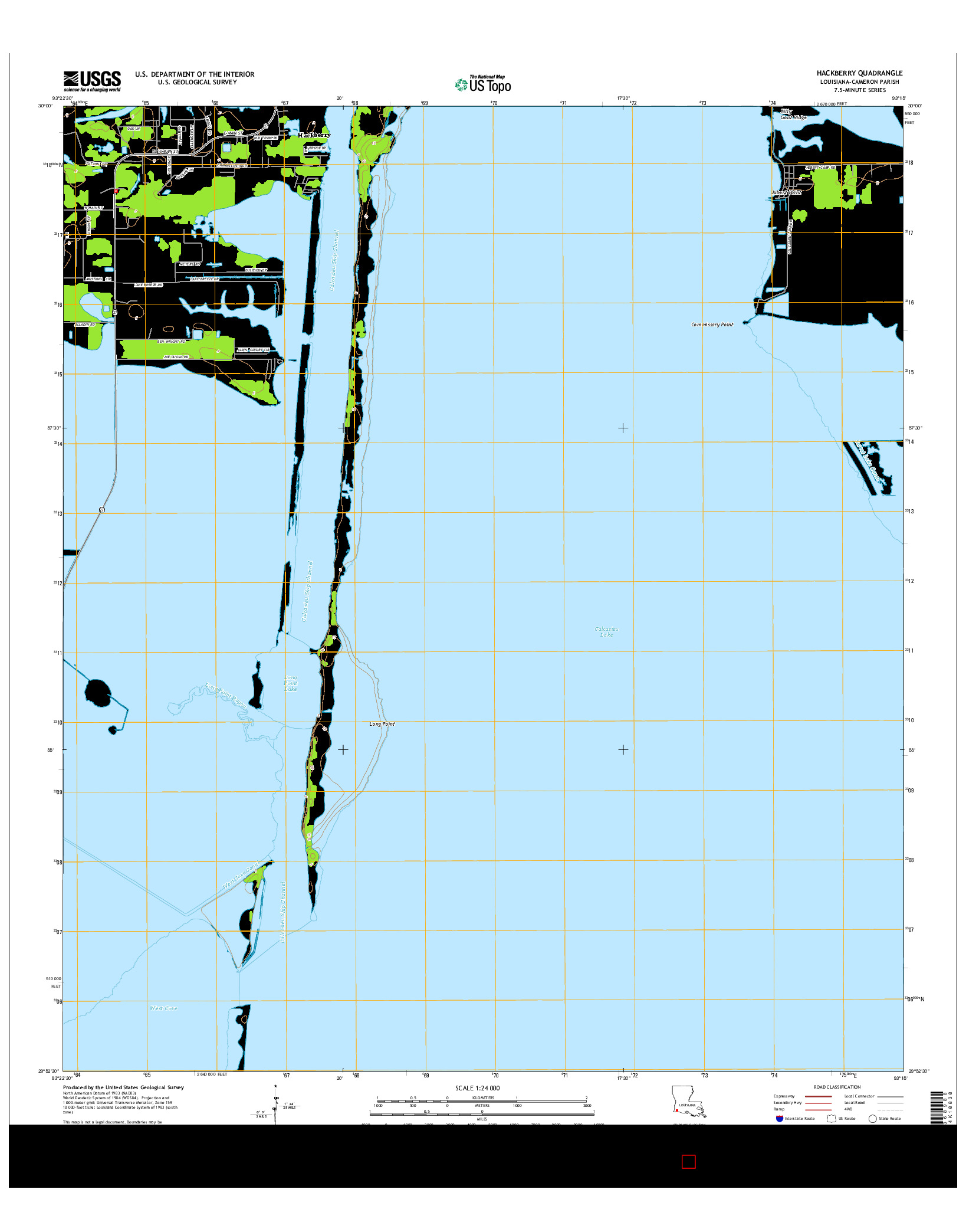 USGS US TOPO 7.5-MINUTE MAP FOR HACKBERRY, LA 2015