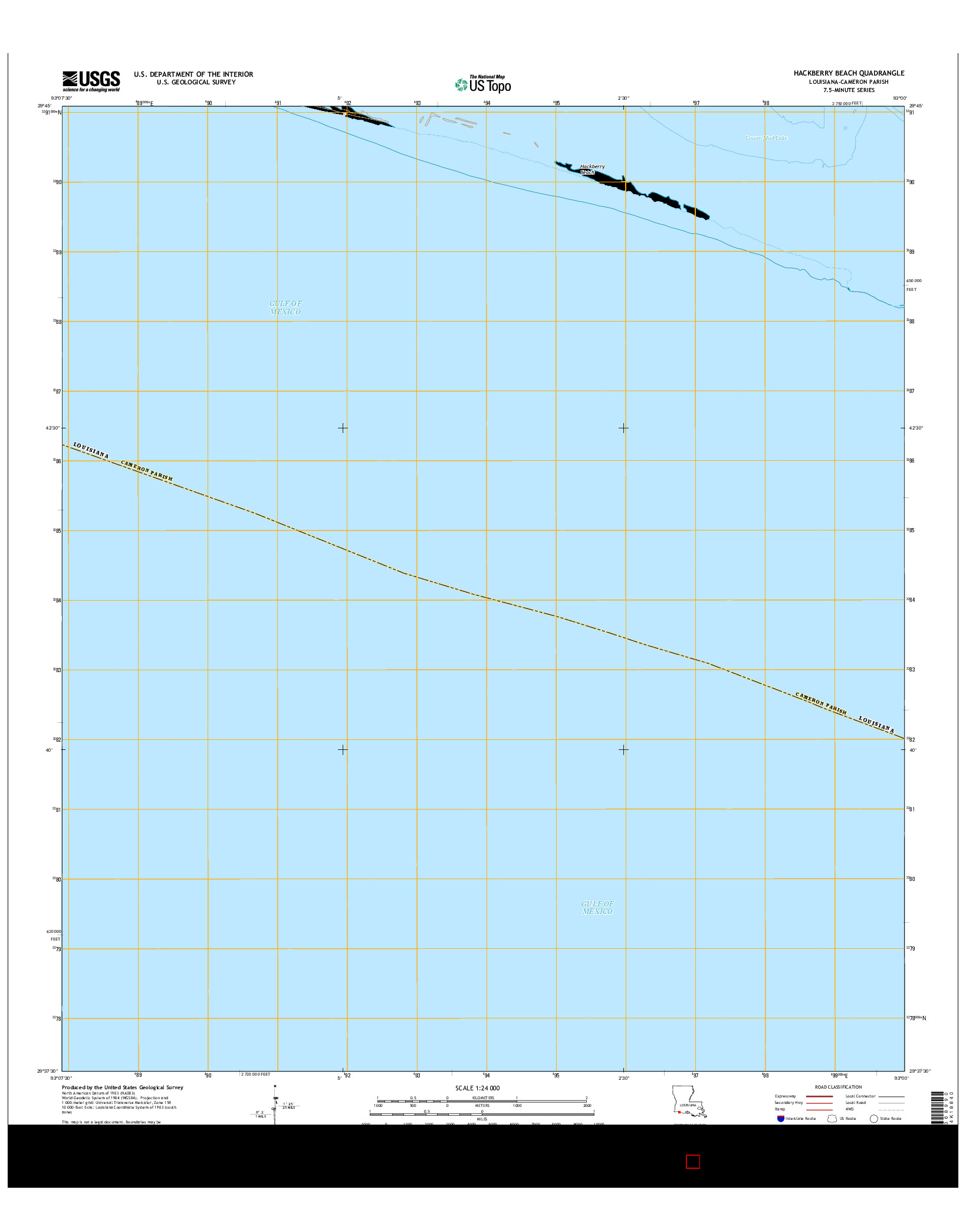 USGS US TOPO 7.5-MINUTE MAP FOR HACKBERRY BEACH, LA 2015