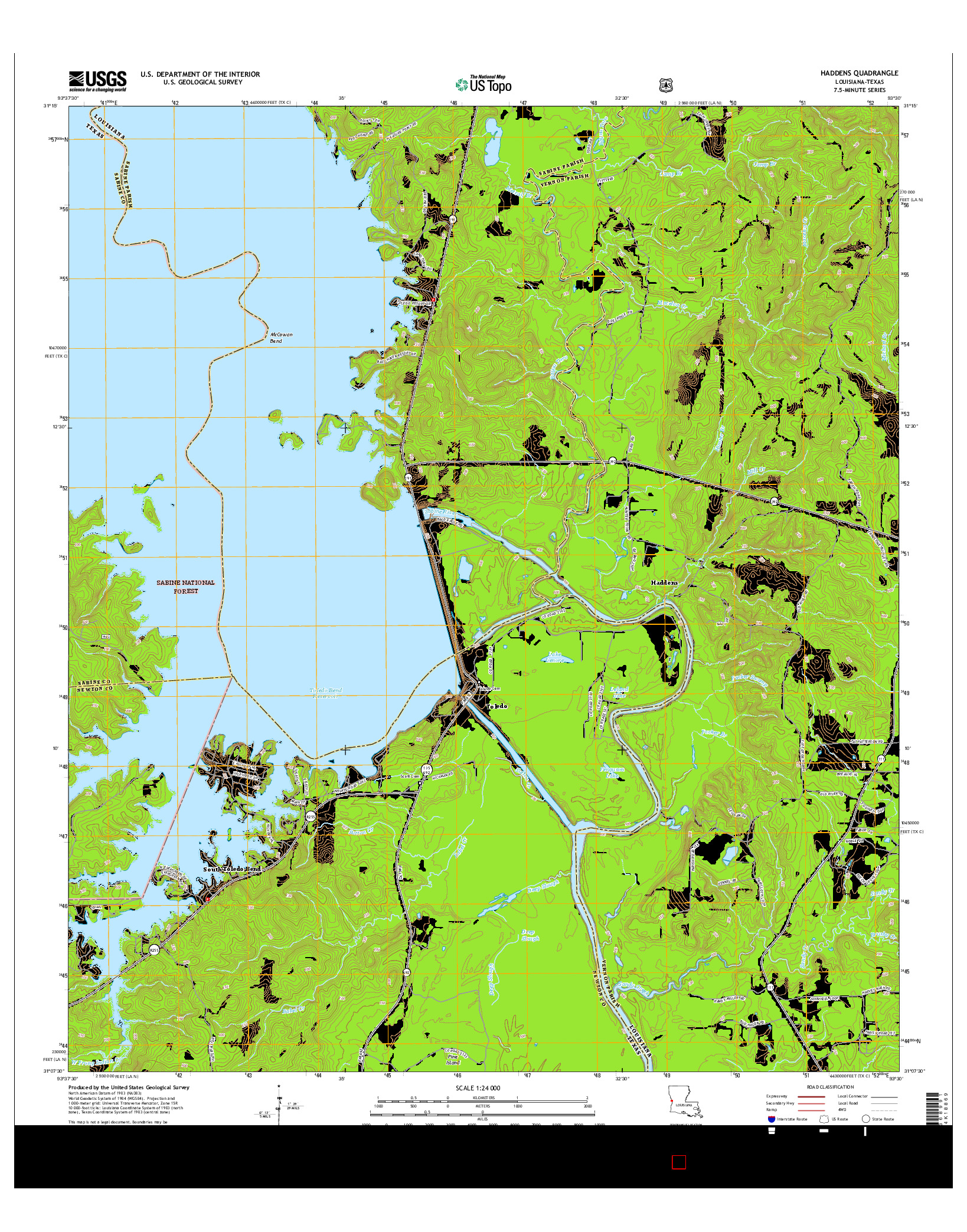 USGS US TOPO 7.5-MINUTE MAP FOR HADDENS, LA-TX 2015