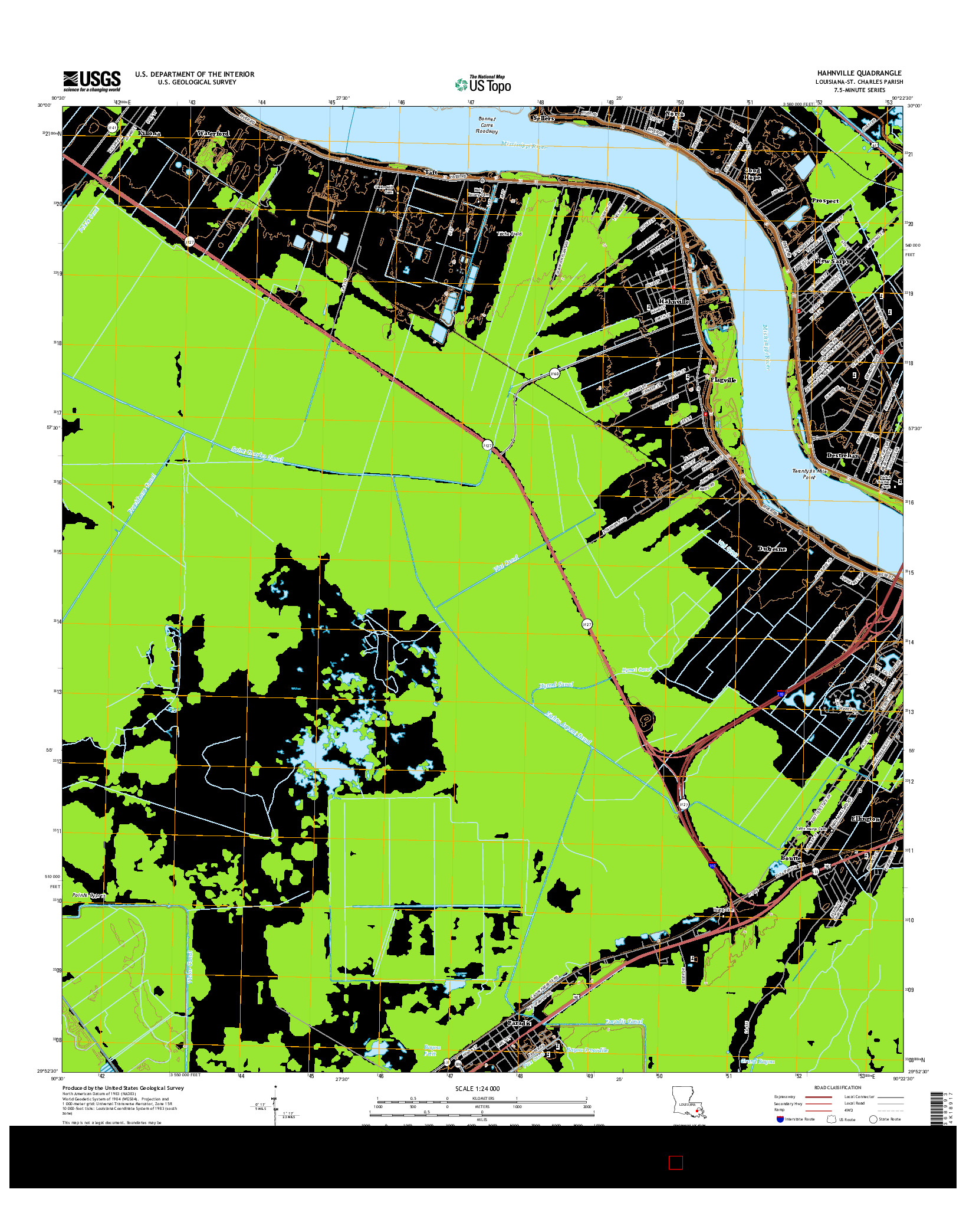 USGS US TOPO 7.5-MINUTE MAP FOR HAHNVILLE, LA 2015