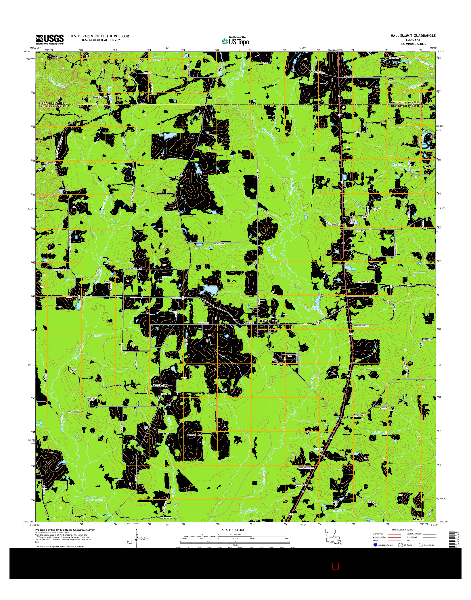 USGS US TOPO 7.5-MINUTE MAP FOR HALL SUMMIT, LA 2015