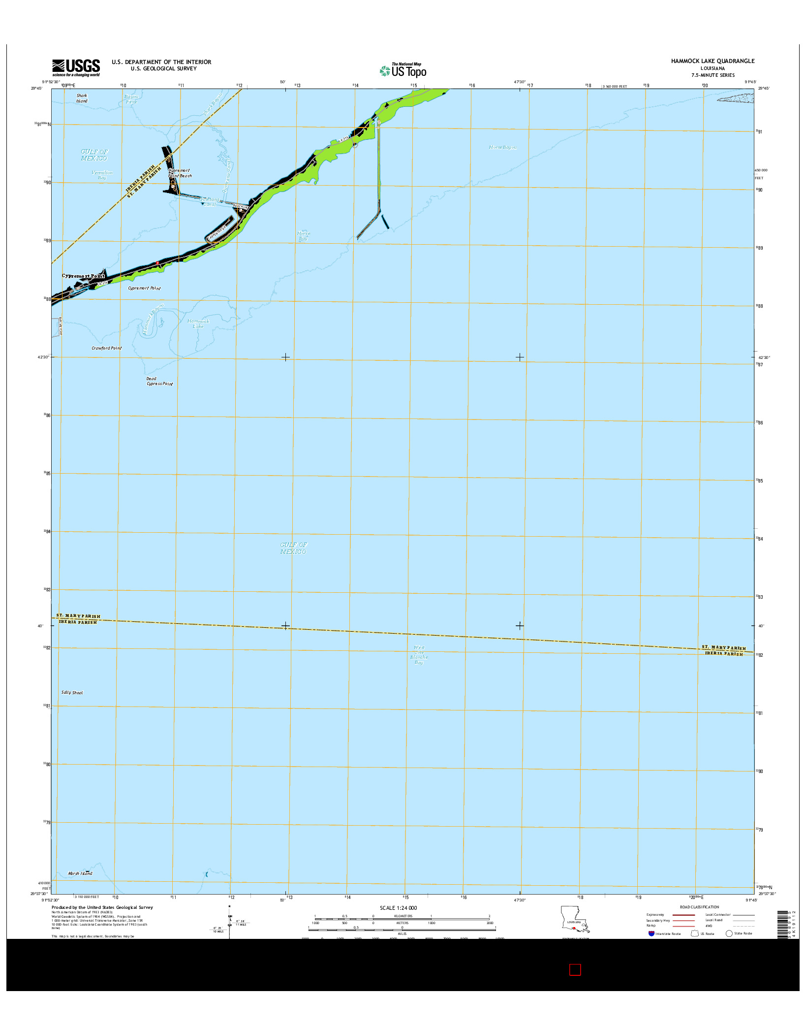 USGS US TOPO 7.5-MINUTE MAP FOR HAMMOCK LAKE, LA 2015