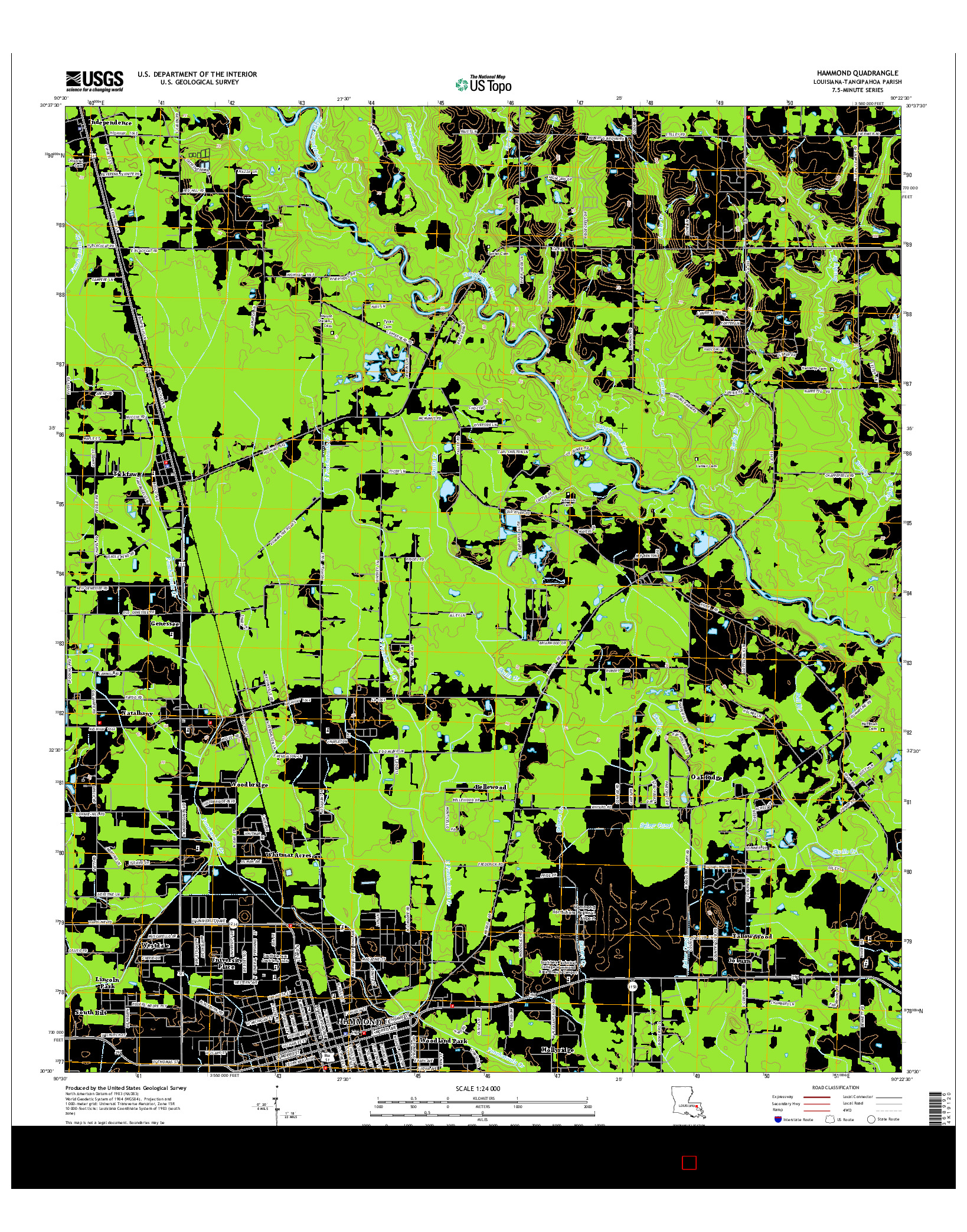 USGS US TOPO 7.5-MINUTE MAP FOR HAMMOND, LA 2015