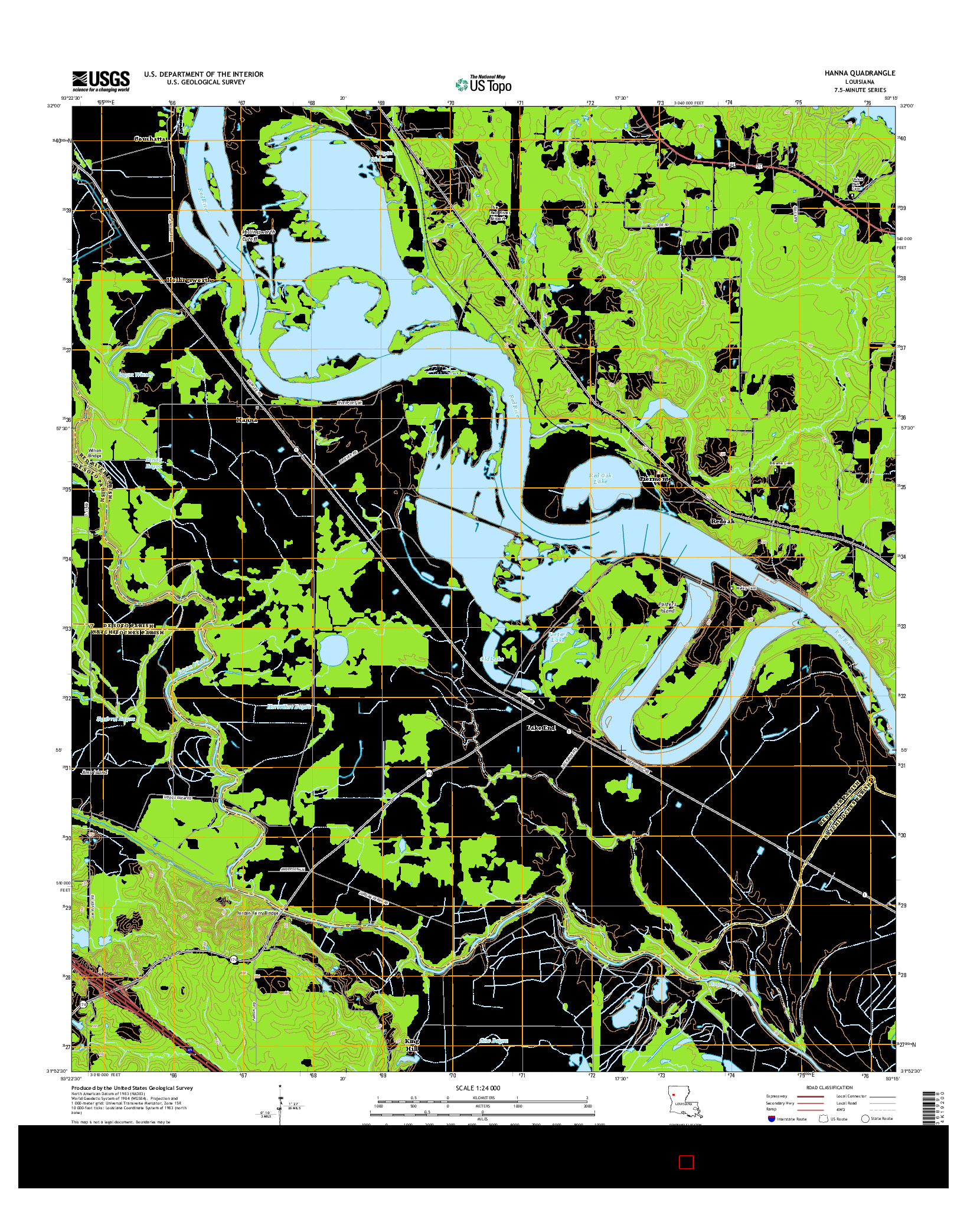 USGS US TOPO 7.5-MINUTE MAP FOR HANNA, LA 2015