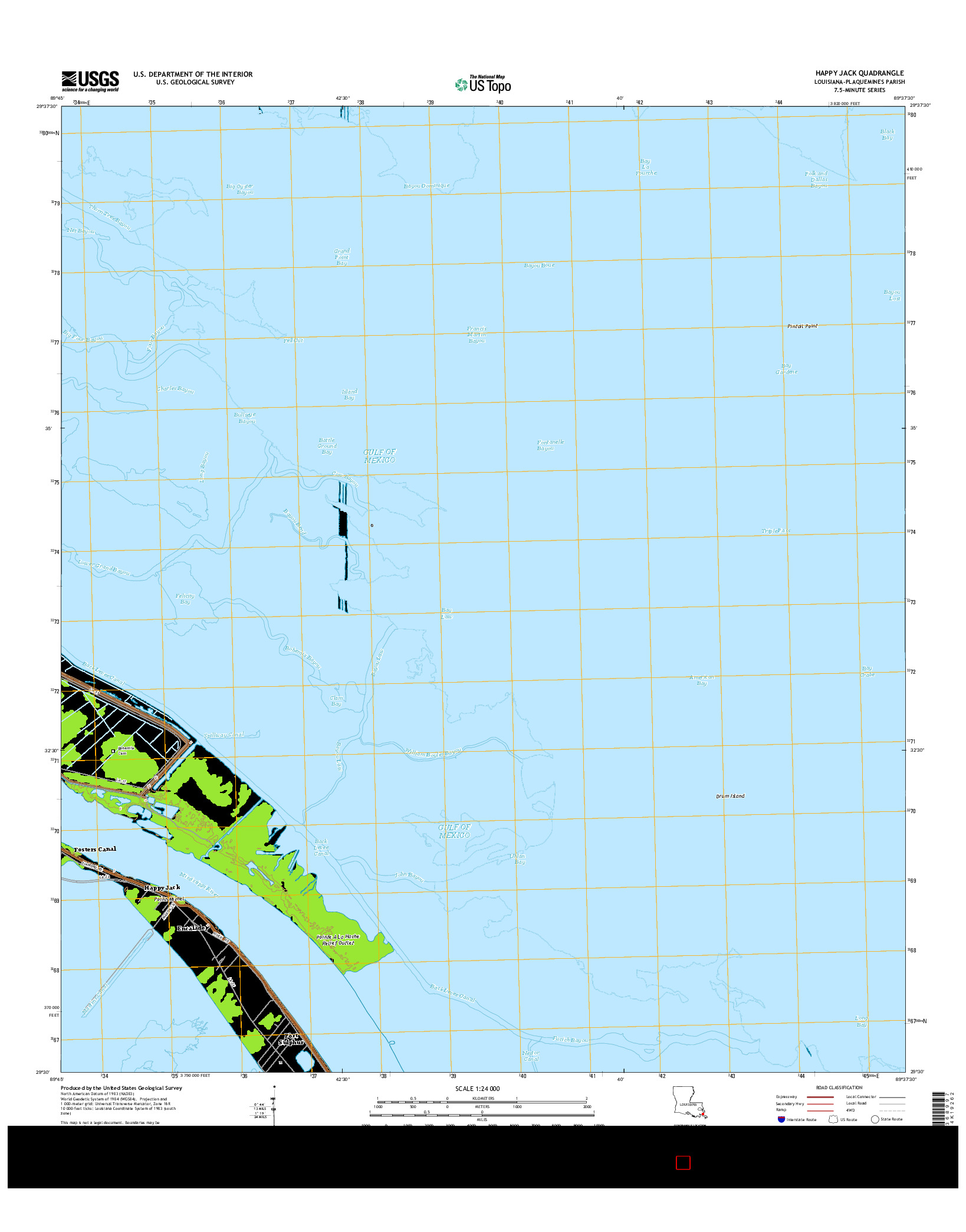 USGS US TOPO 7.5-MINUTE MAP FOR HAPPY JACK, LA 2015