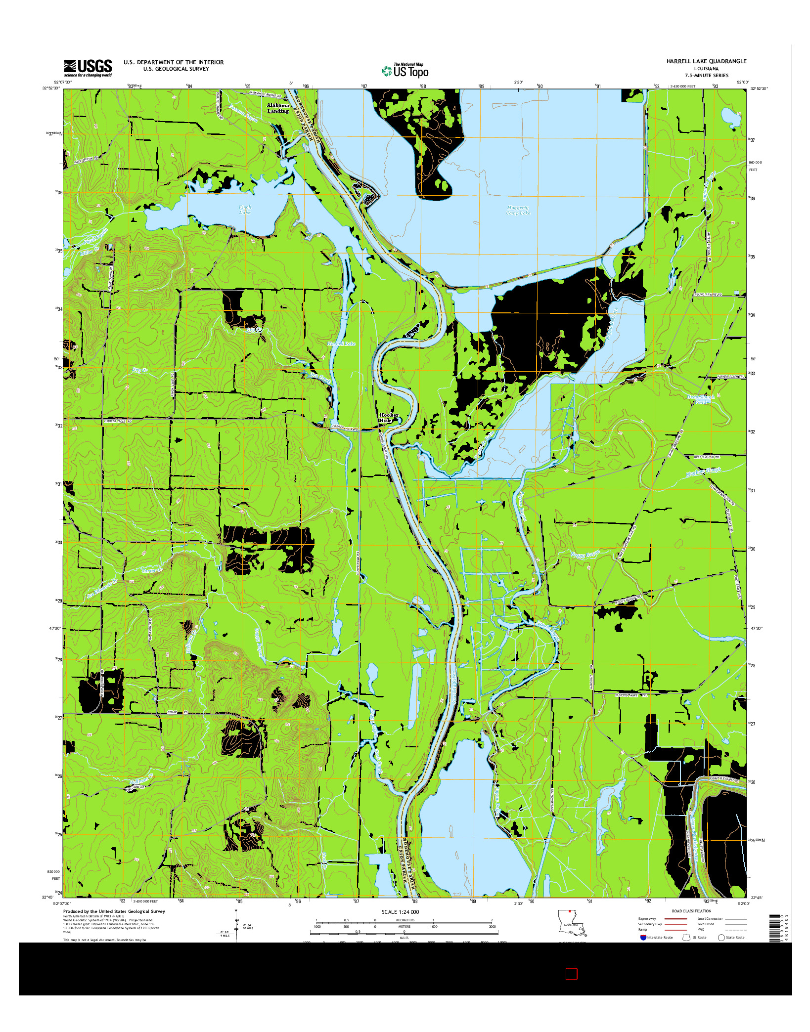USGS US TOPO 7.5-MINUTE MAP FOR HARRELL LAKE, LA 2015