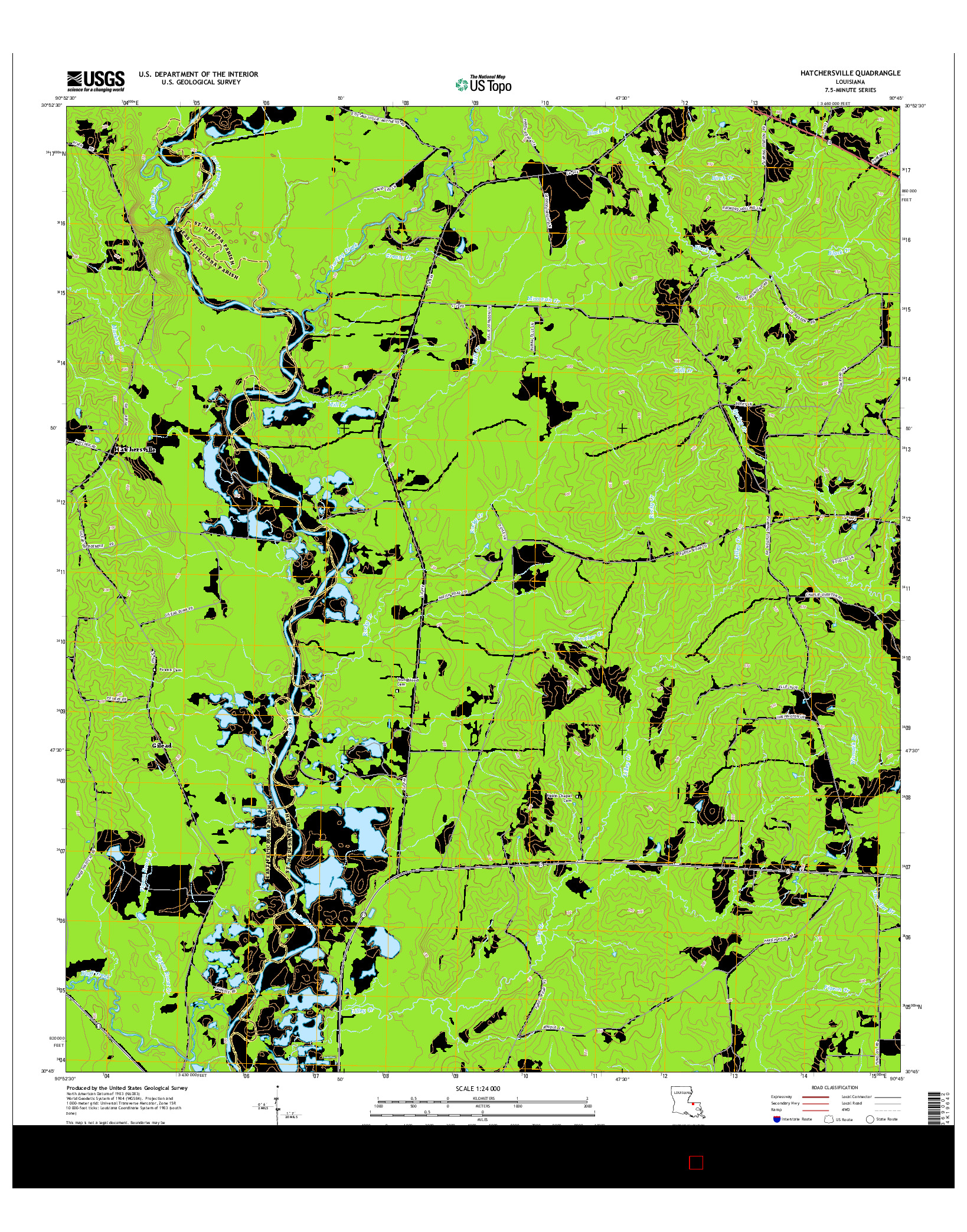 USGS US TOPO 7.5-MINUTE MAP FOR HATCHERSVILLE, LA 2015