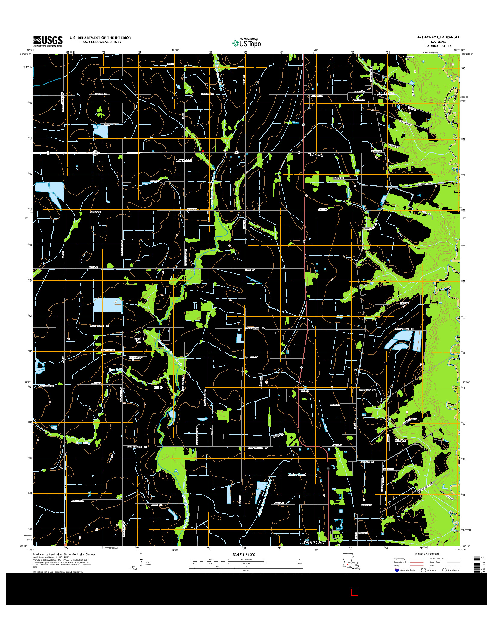 USGS US TOPO 7.5-MINUTE MAP FOR HATHAWAY, LA 2015