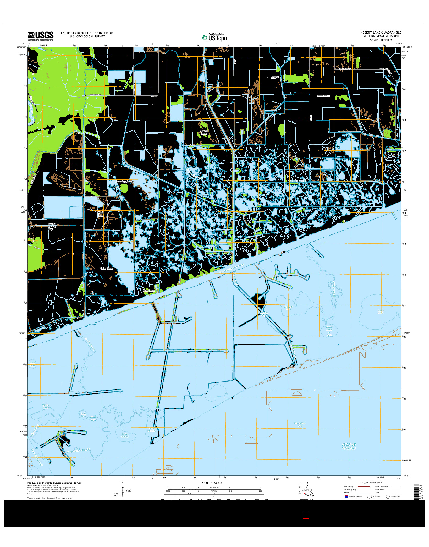 USGS US TOPO 7.5-MINUTE MAP FOR HEBERT LAKE, LA 2015