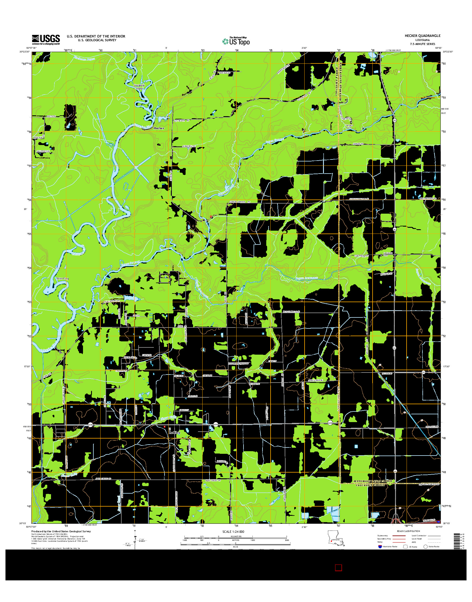 USGS US TOPO 7.5-MINUTE MAP FOR HECKER, LA 2015