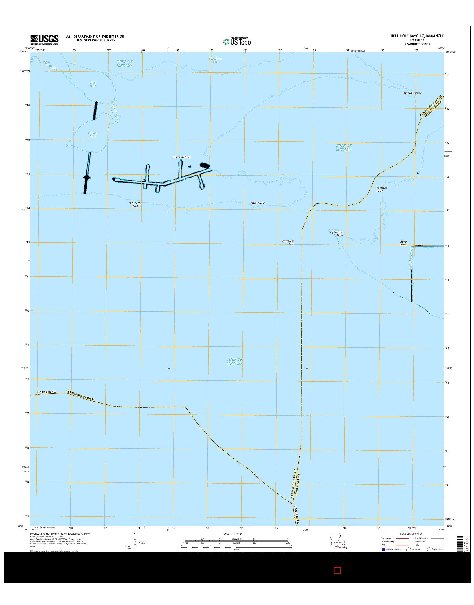 USGS US TOPO 7.5-MINUTE MAP FOR HELL HOLE BAYOU, LA 2015