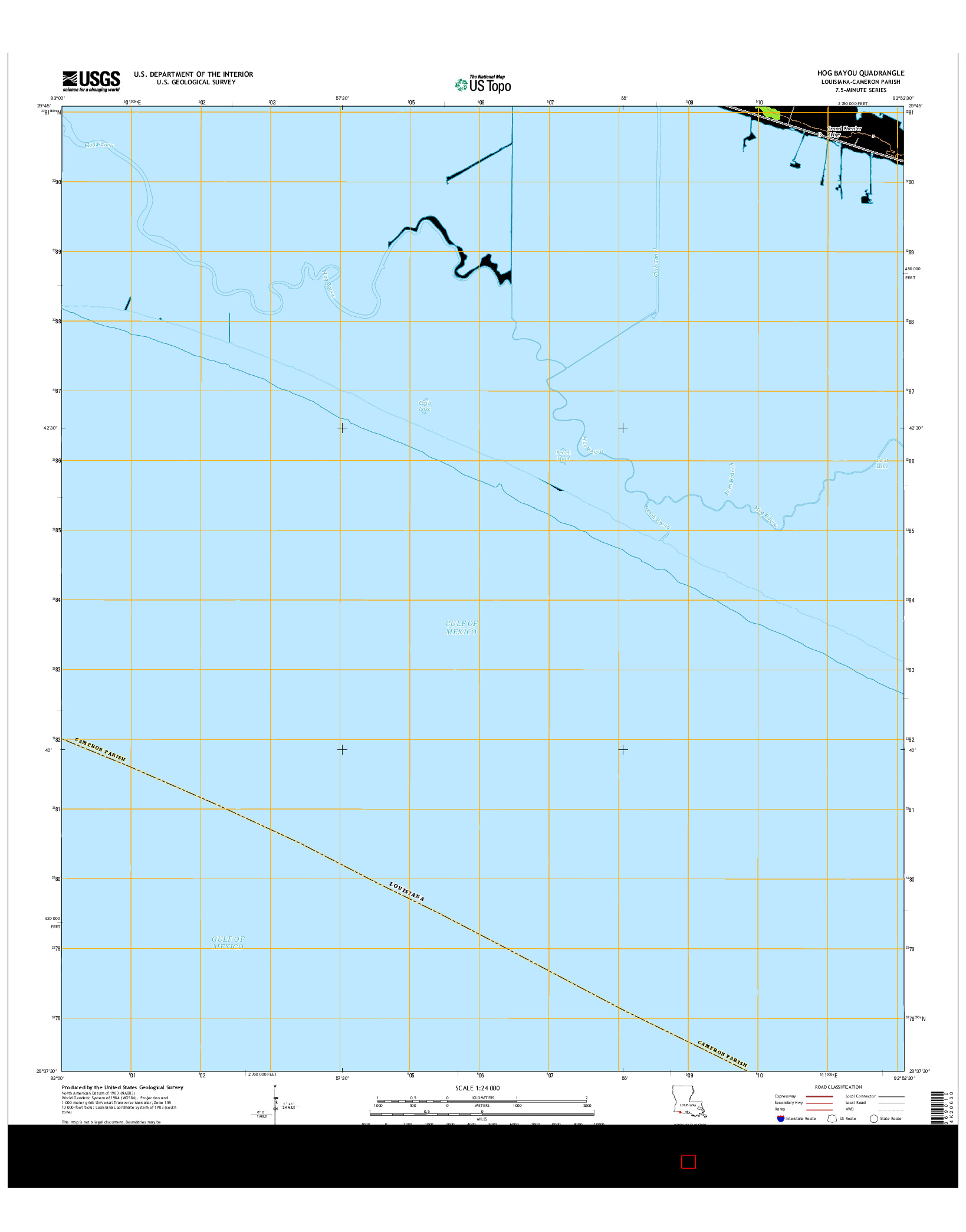 USGS US TOPO 7.5-MINUTE MAP FOR HOG BAYOU, LA 2015
