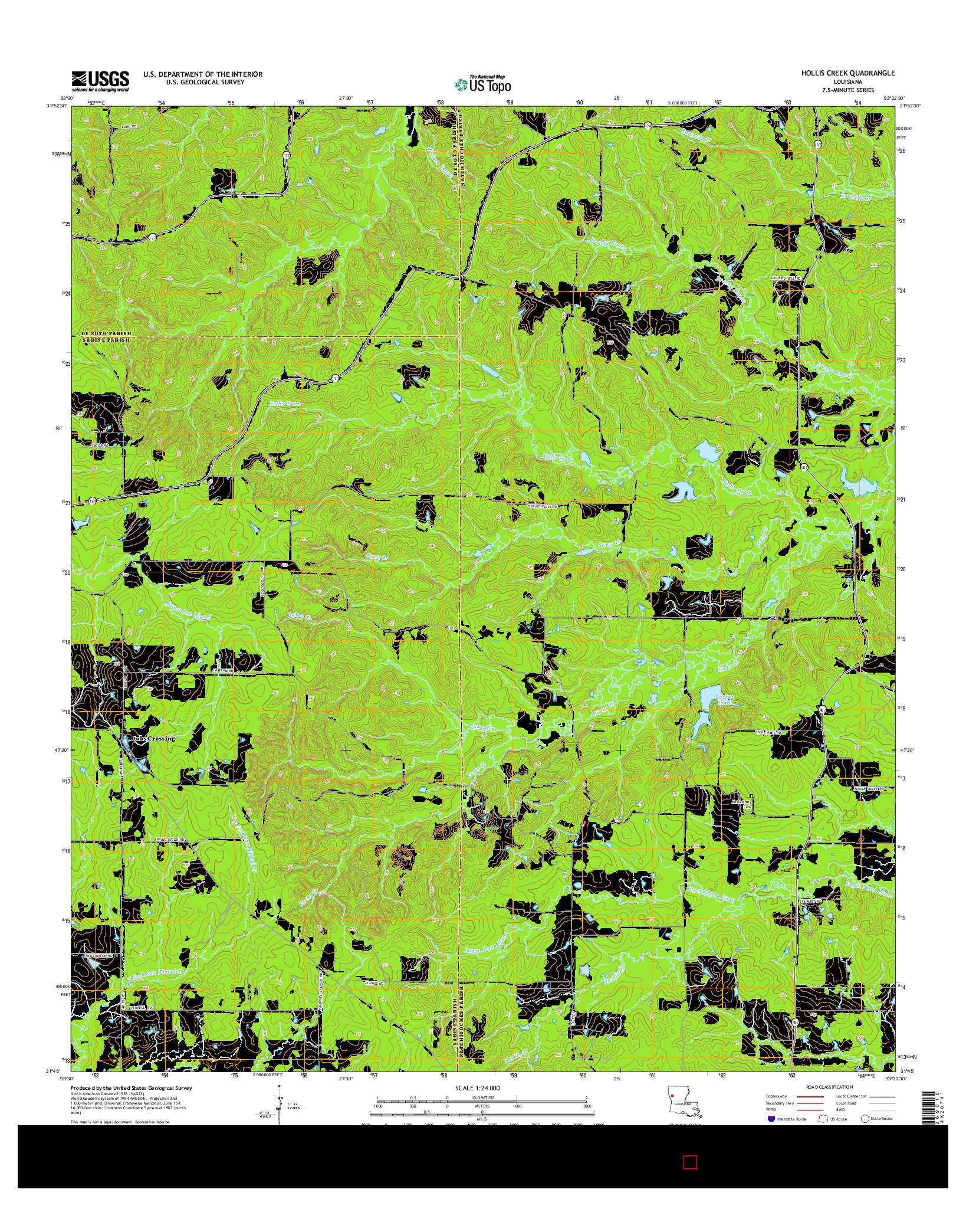 USGS US TOPO 7.5-MINUTE MAP FOR HOLLIS CREEK, LA 2015