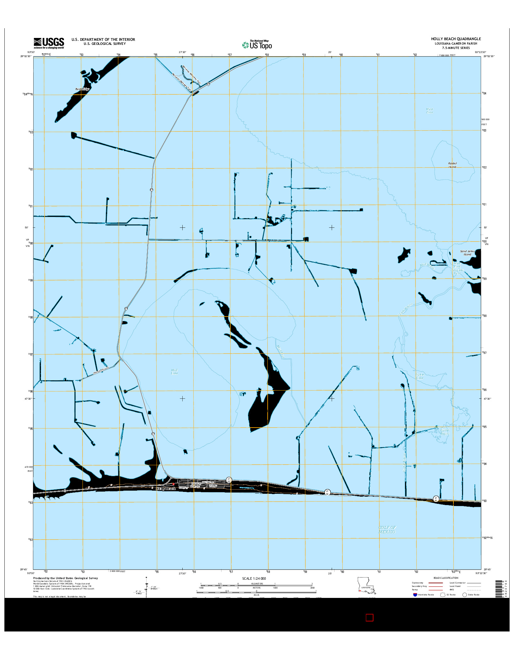 USGS US TOPO 7.5-MINUTE MAP FOR HOLLY BEACH, LA 2015