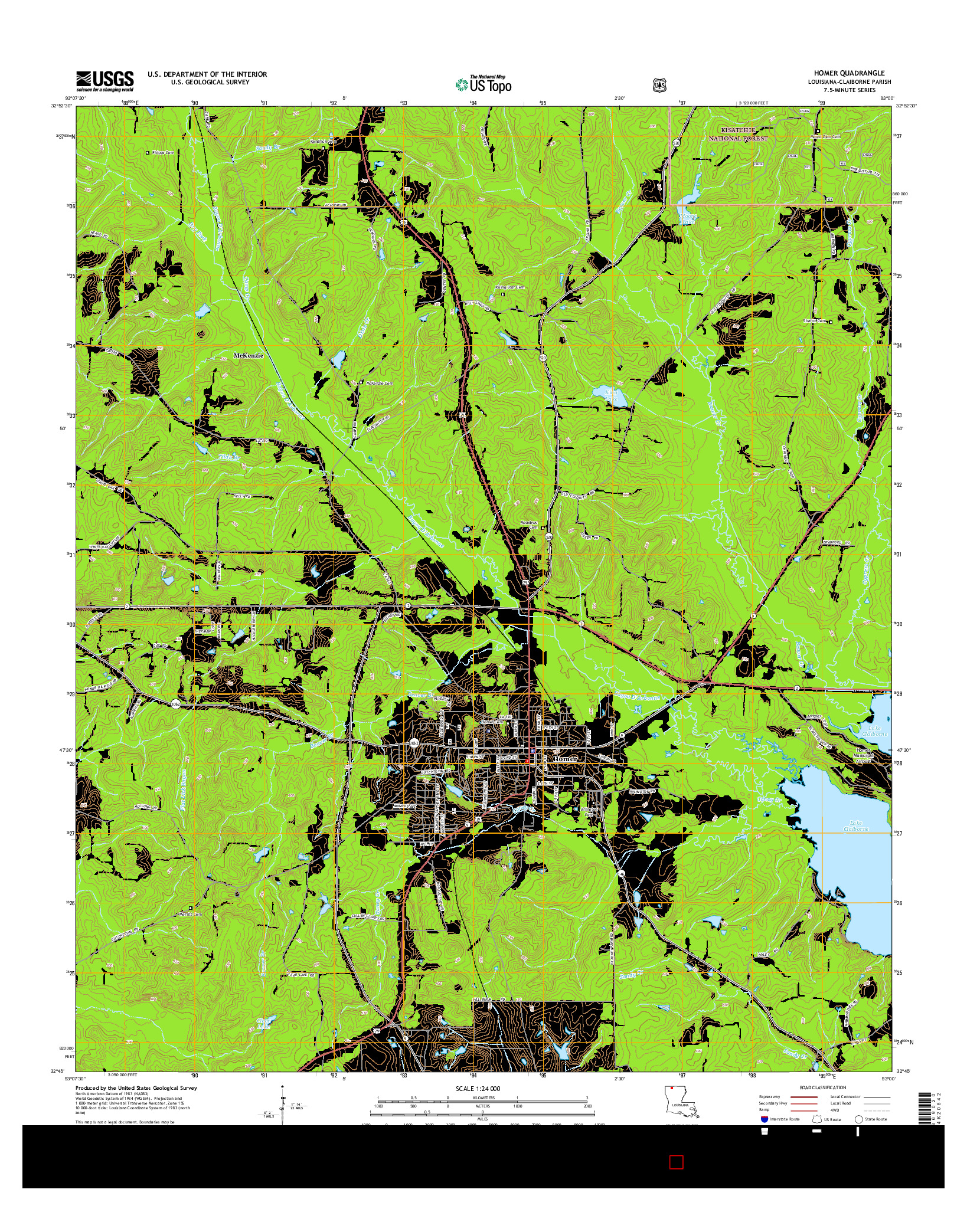 USGS US TOPO 7.5-MINUTE MAP FOR HOMER, LA 2015