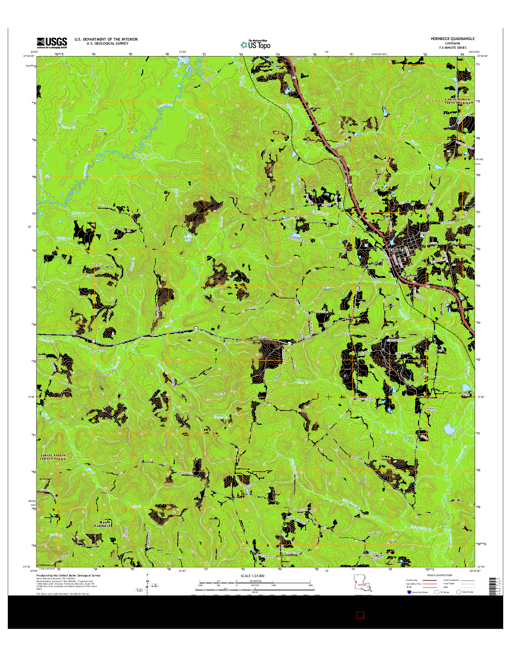 USGS US TOPO 7.5-MINUTE MAP FOR HORNBECK, LA 2015