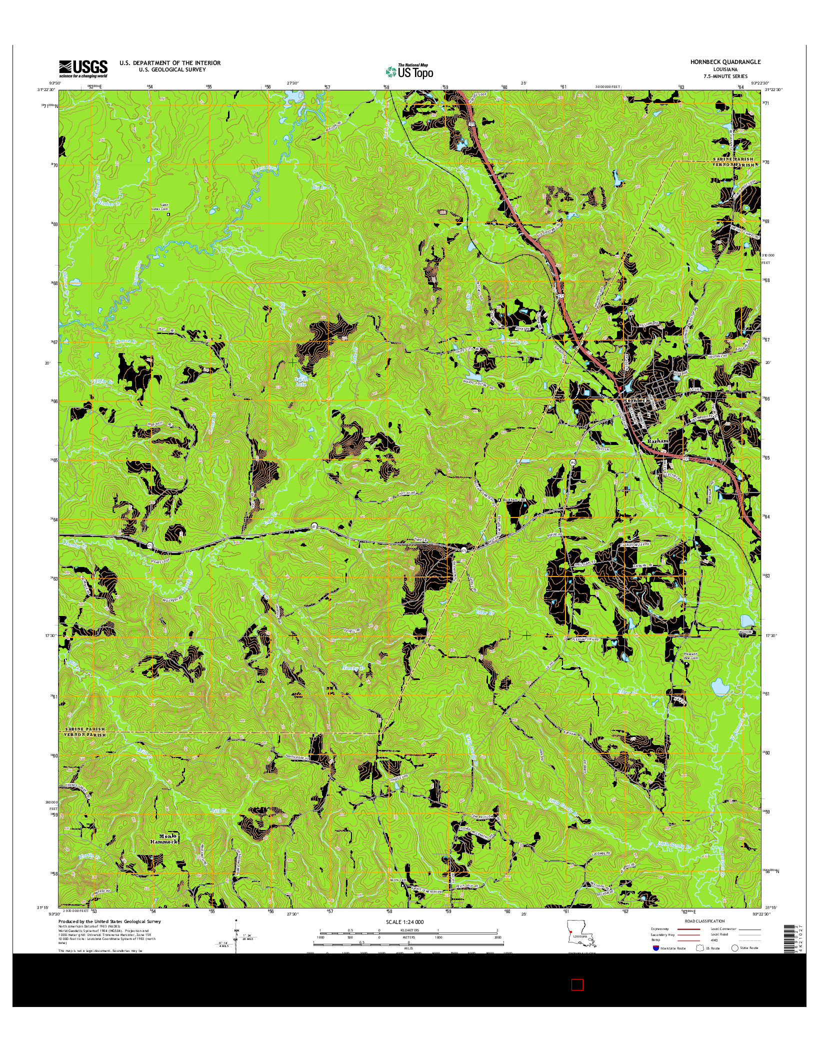 USGS US TOPO 7.5-MINUTE MAP FOR HORNBECK, LA 2015