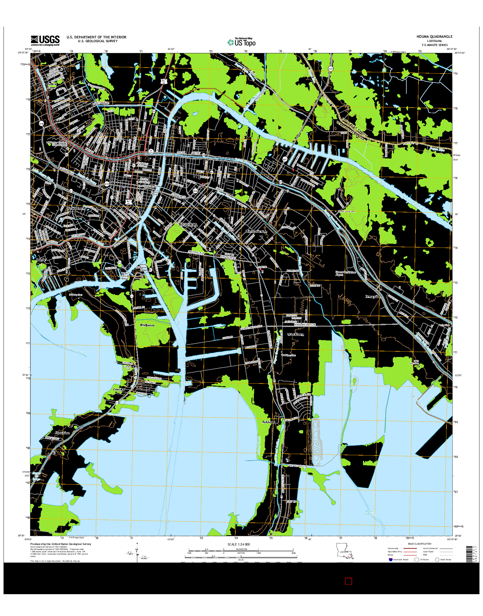 USGS US TOPO 7.5-MINUTE MAP FOR HOUMA, LA 2015