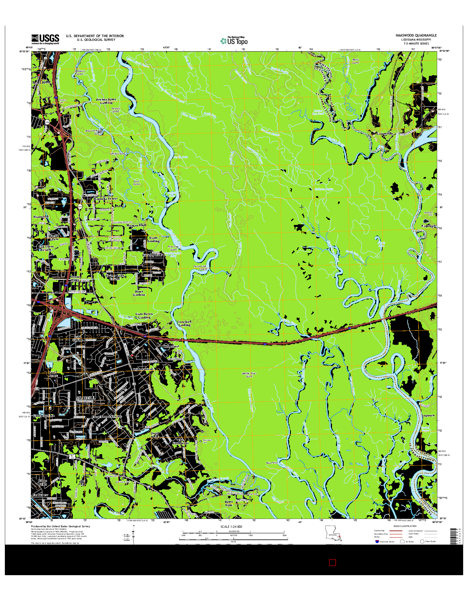USGS US TOPO 7.5-MINUTE MAP FOR HAASWOOD, LA-MS 2015