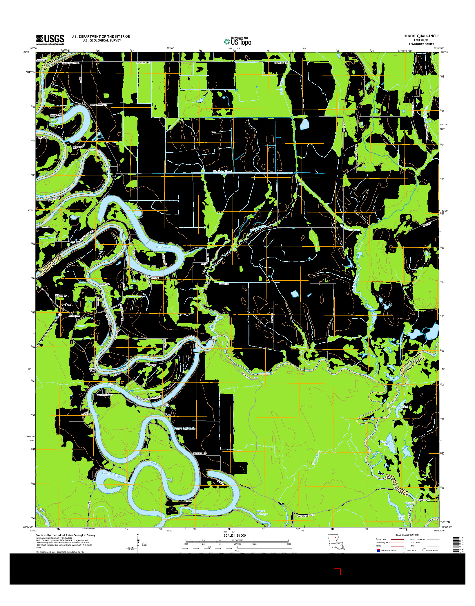 USGS US TOPO 7.5-MINUTE MAP FOR HEBERT, LA 2015