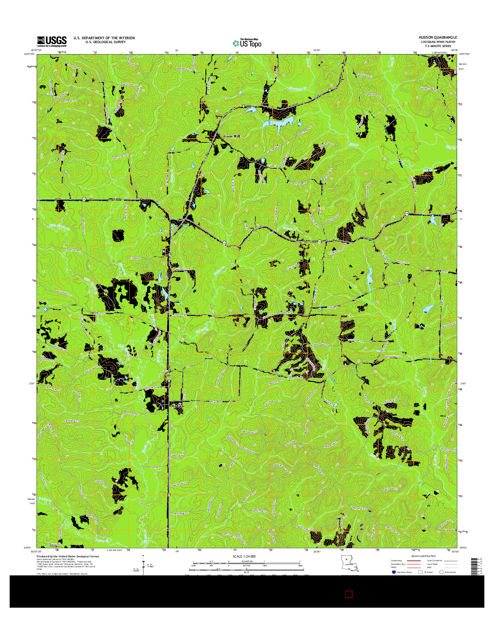USGS US TOPO 7.5-MINUTE MAP FOR HUDSON, LA 2015