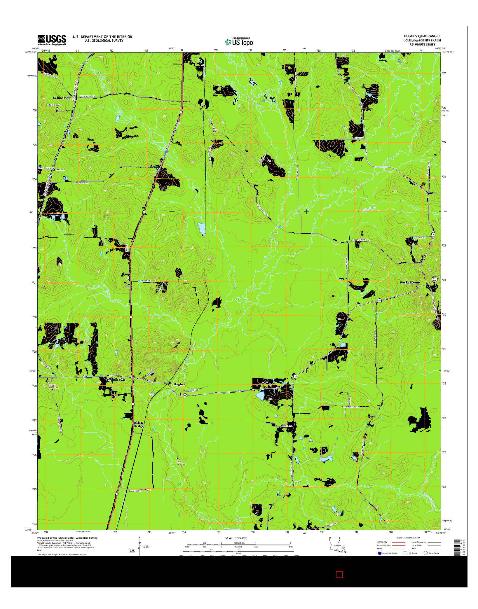 USGS US TOPO 7.5-MINUTE MAP FOR HUGHES, LA 2015