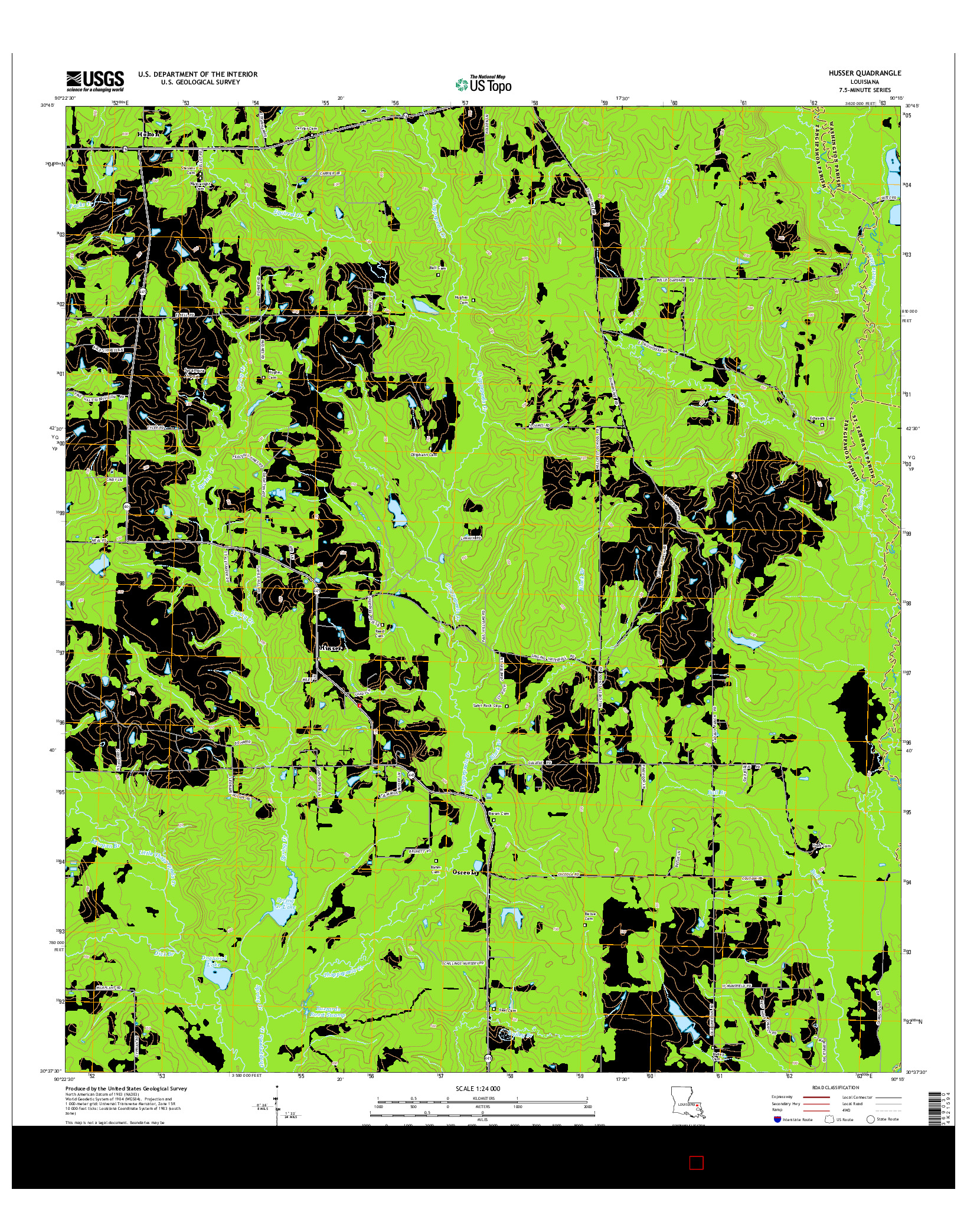 USGS US TOPO 7.5-MINUTE MAP FOR HUSSER, LA 2015