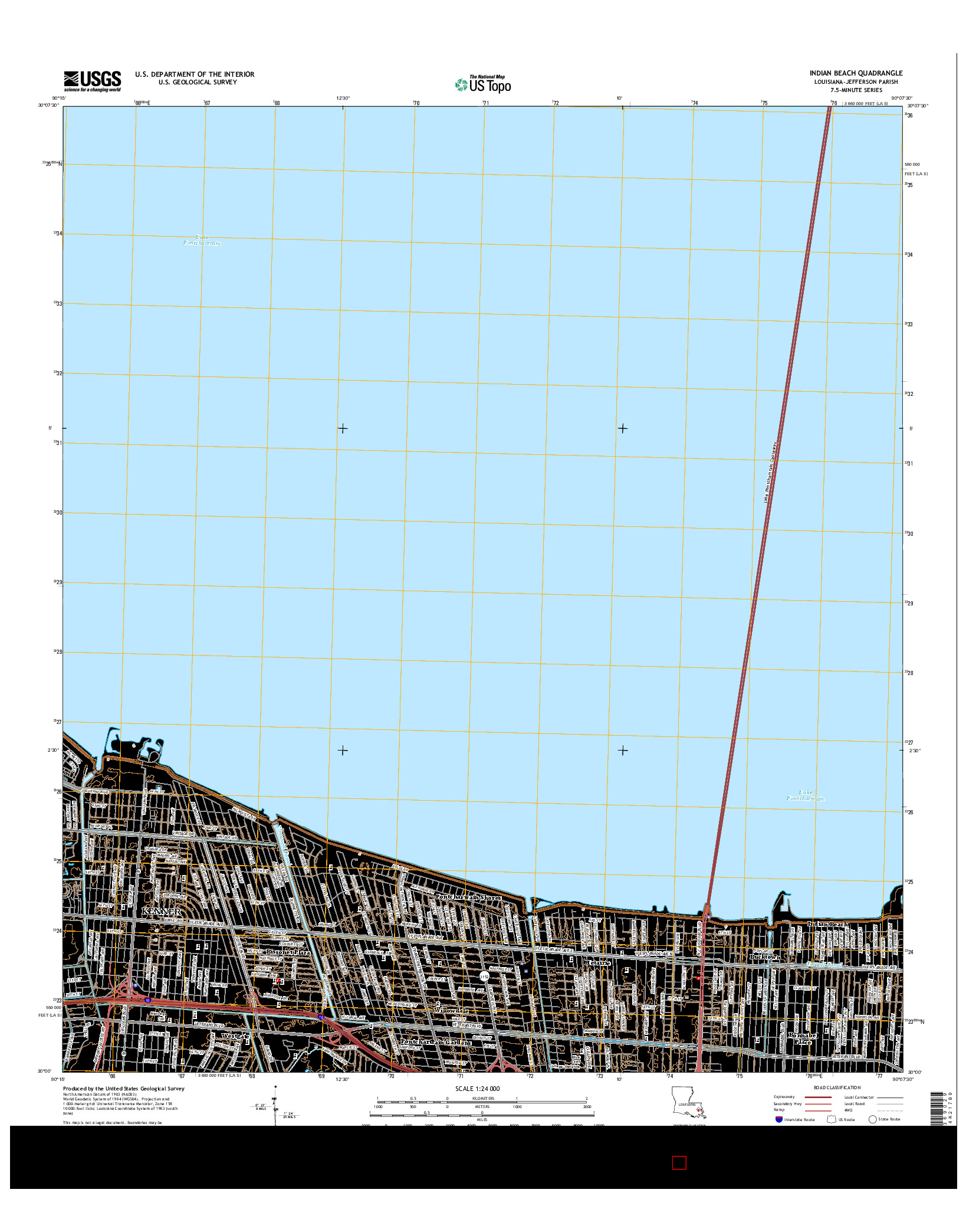 USGS US TOPO 7.5-MINUTE MAP FOR INDIAN BEACH, LA 2015