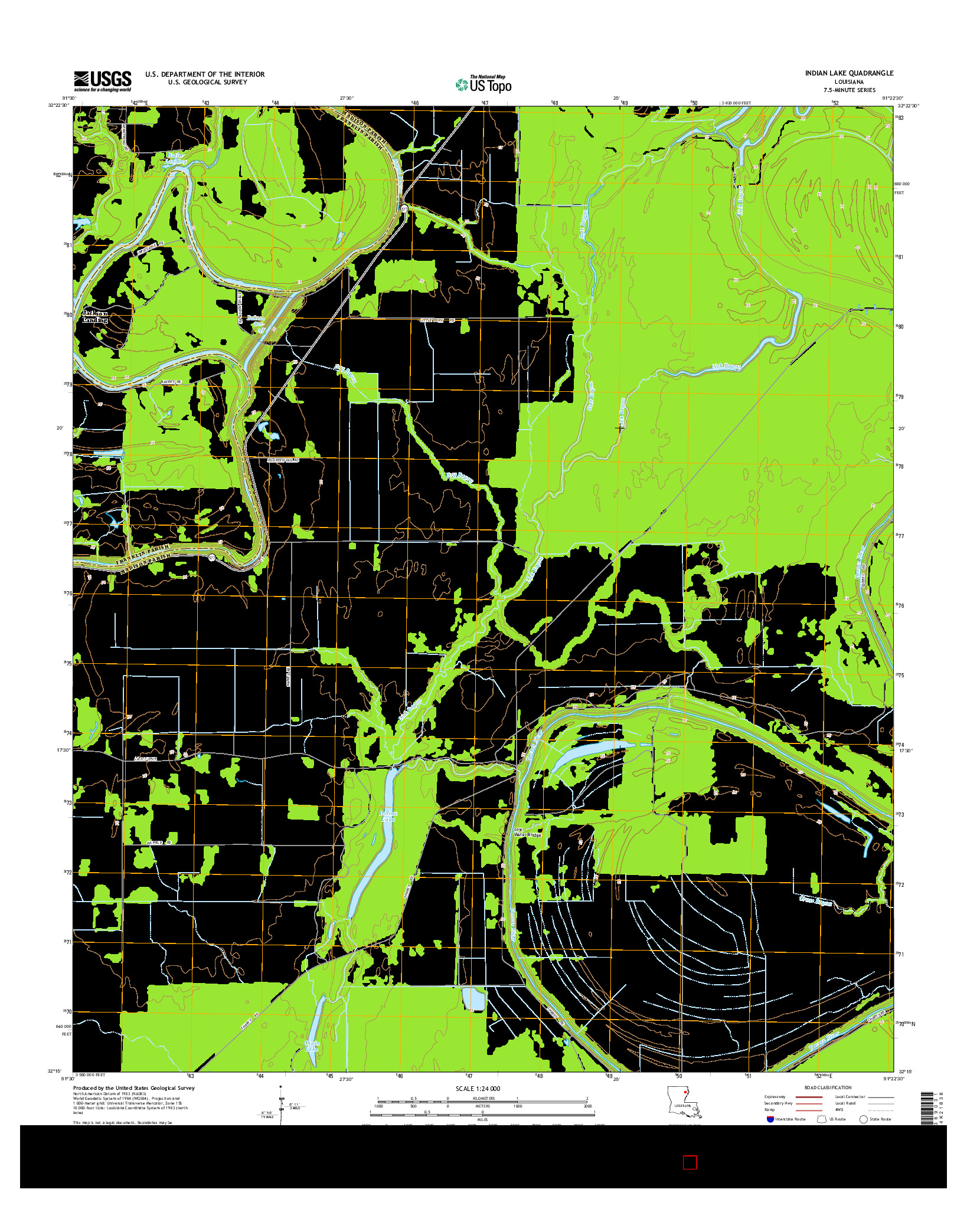 USGS US TOPO 7.5-MINUTE MAP FOR INDIAN LAKE, LA 2015