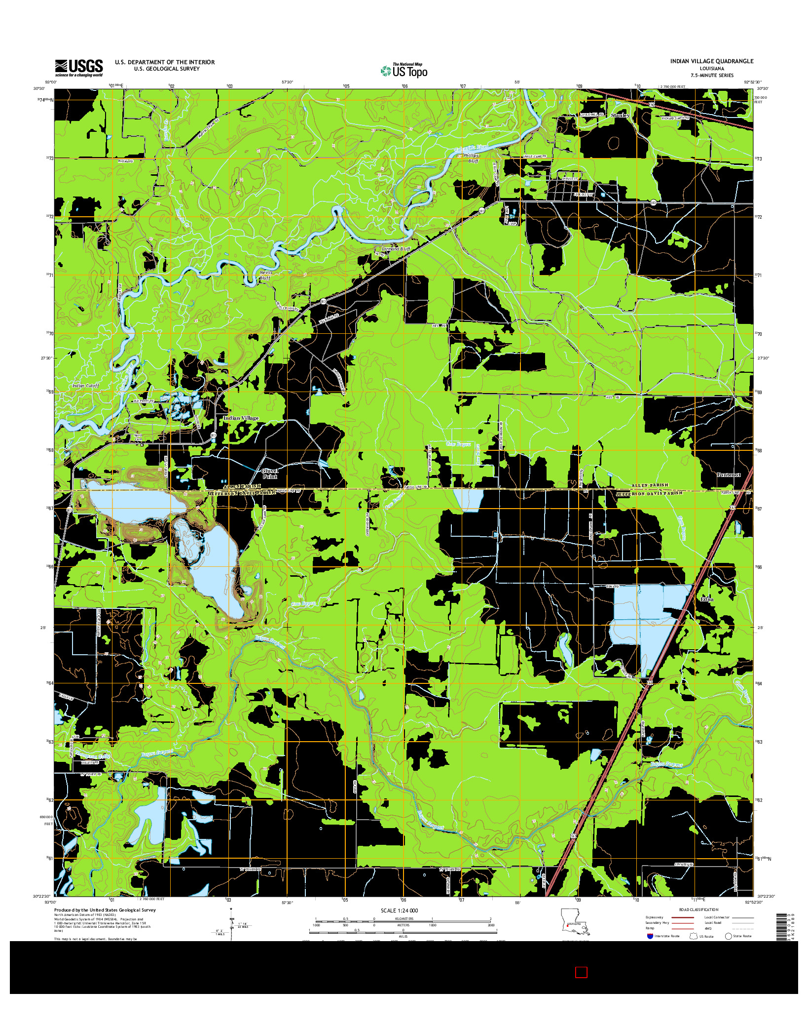 USGS US TOPO 7.5-MINUTE MAP FOR INDIAN VILLAGE, LA 2015