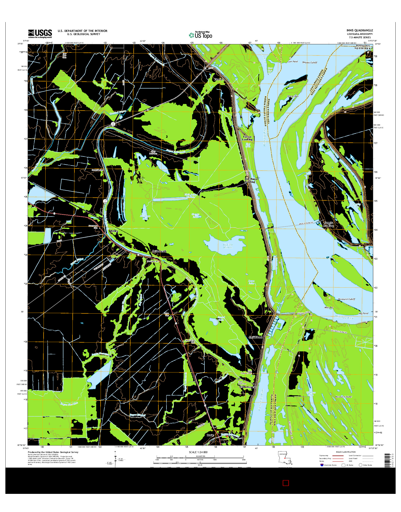 USGS US TOPO 7.5-MINUTE MAP FOR INNIS, LA-MS 2015