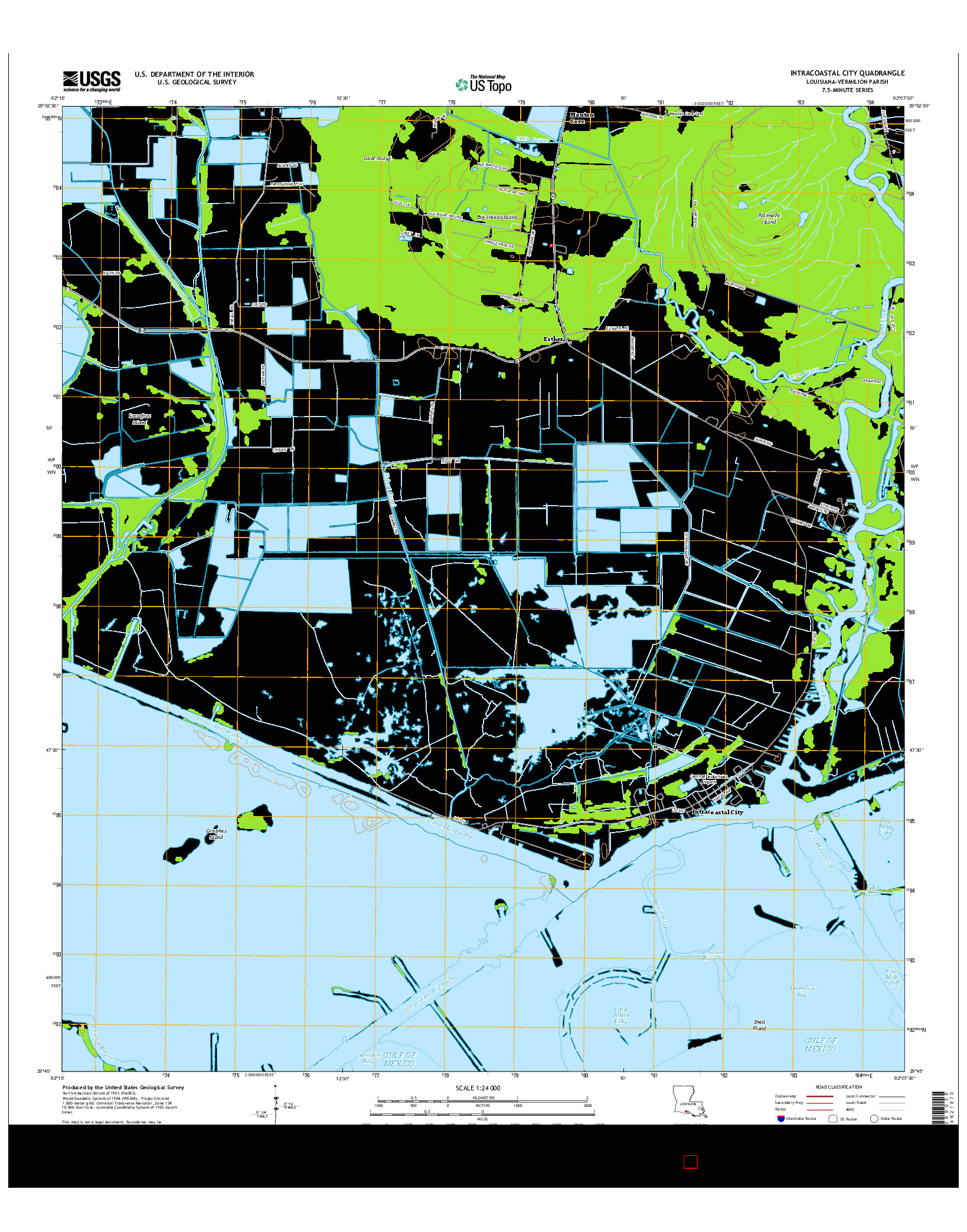 USGS US TOPO 7.5-MINUTE MAP FOR INTRACOASTAL CITY, LA 2015