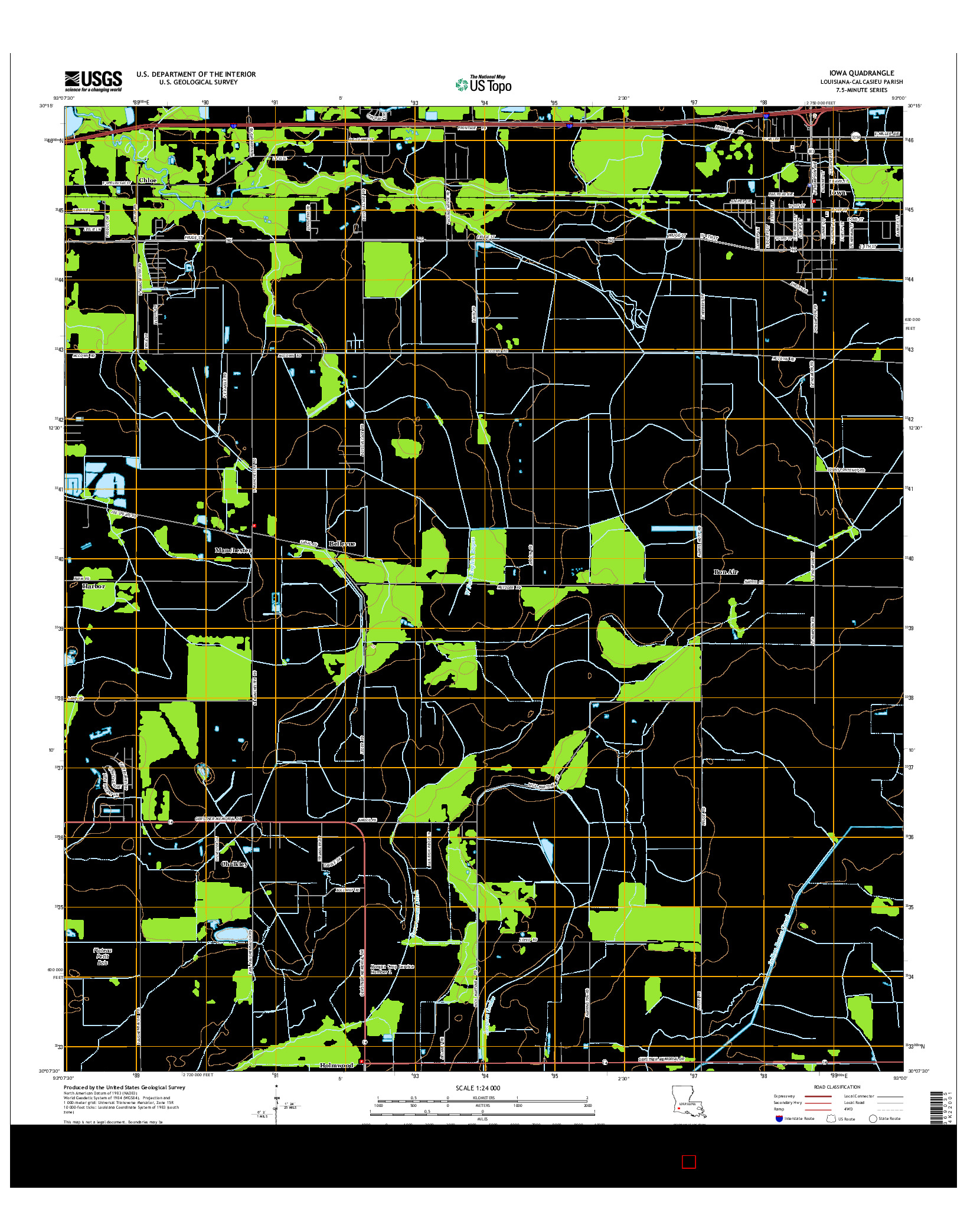 USGS US TOPO 7.5-MINUTE MAP FOR IOWA, LA 2015