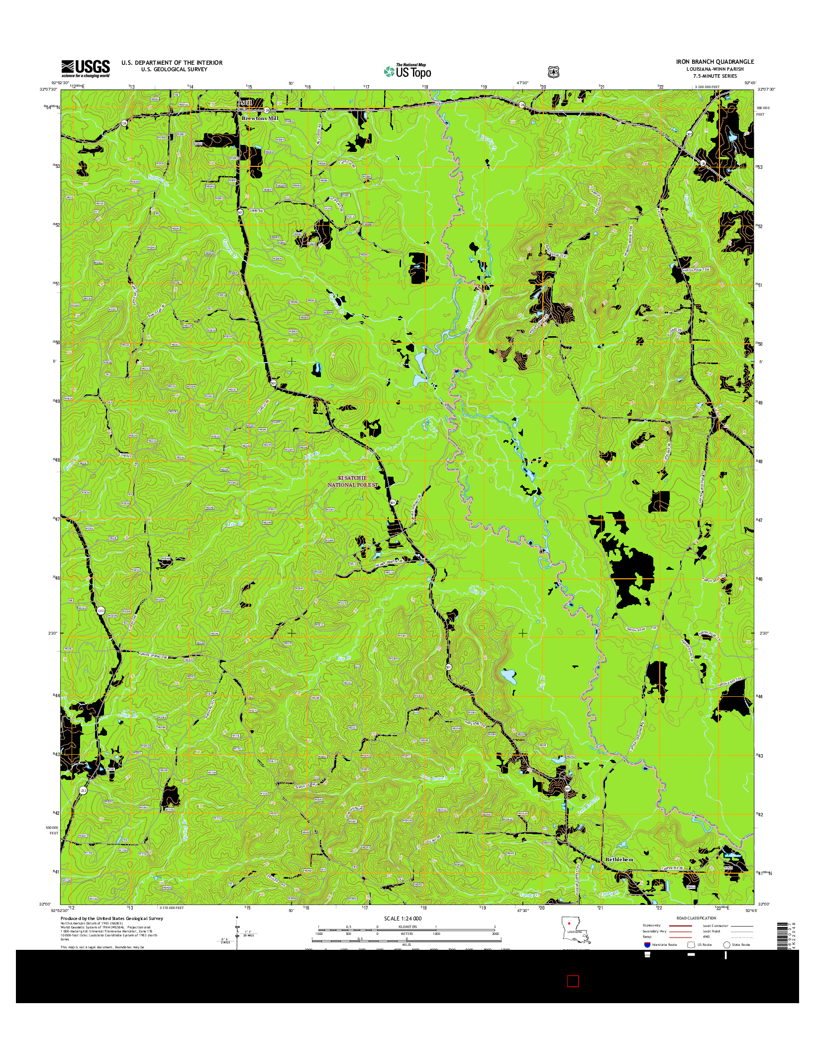 USGS US TOPO 7.5-MINUTE MAP FOR IRON BRANCH, LA 2015
