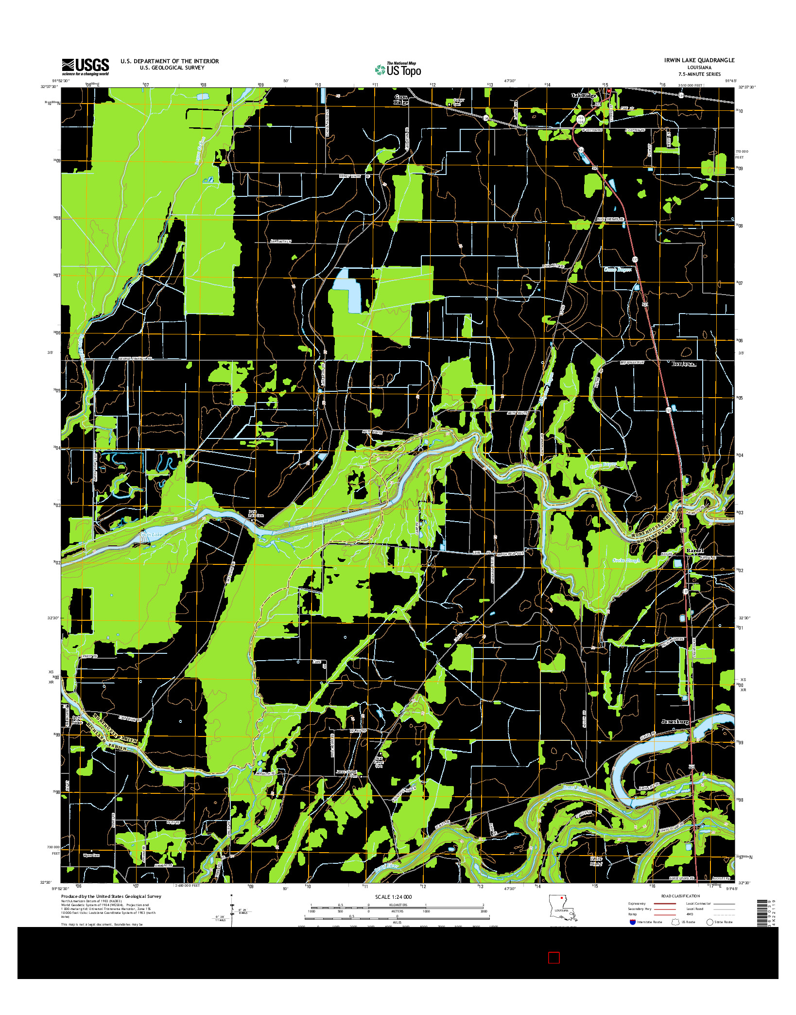 USGS US TOPO 7.5-MINUTE MAP FOR IRWIN LAKE, LA 2015