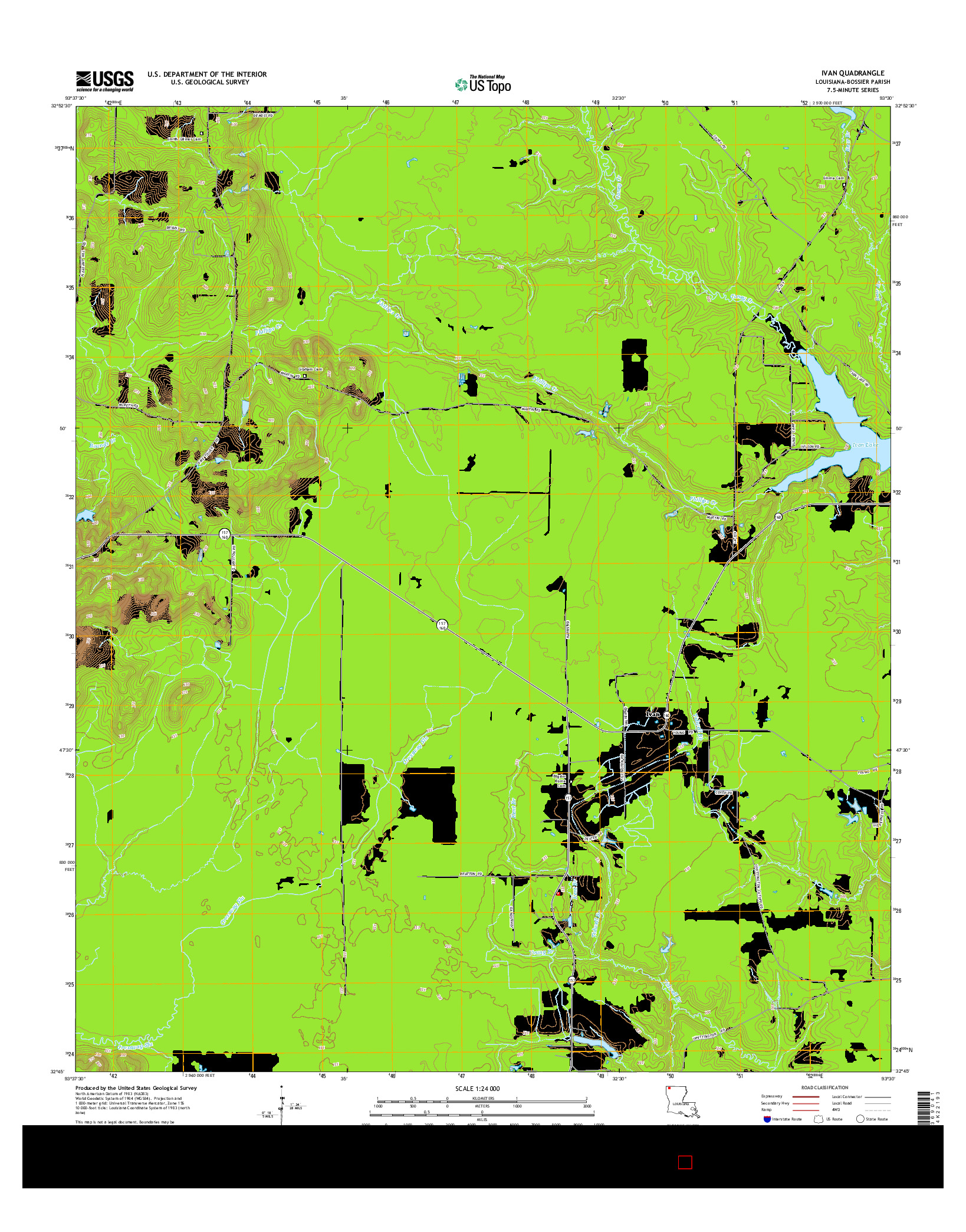 USGS US TOPO 7.5-MINUTE MAP FOR IVAN, LA 2015