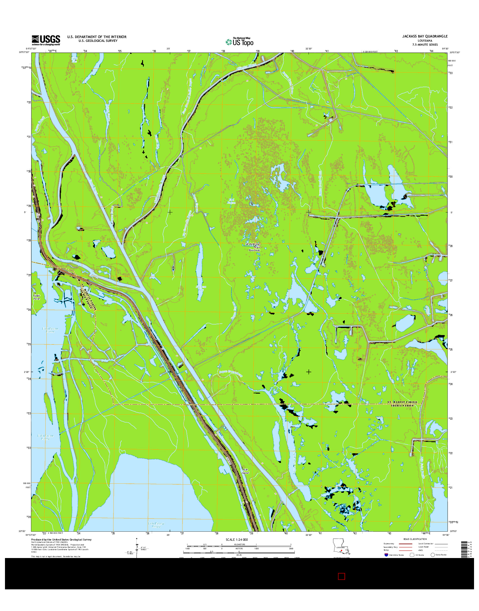 USGS US TOPO 7.5-MINUTE MAP FOR JACKASS BAY, LA 2015