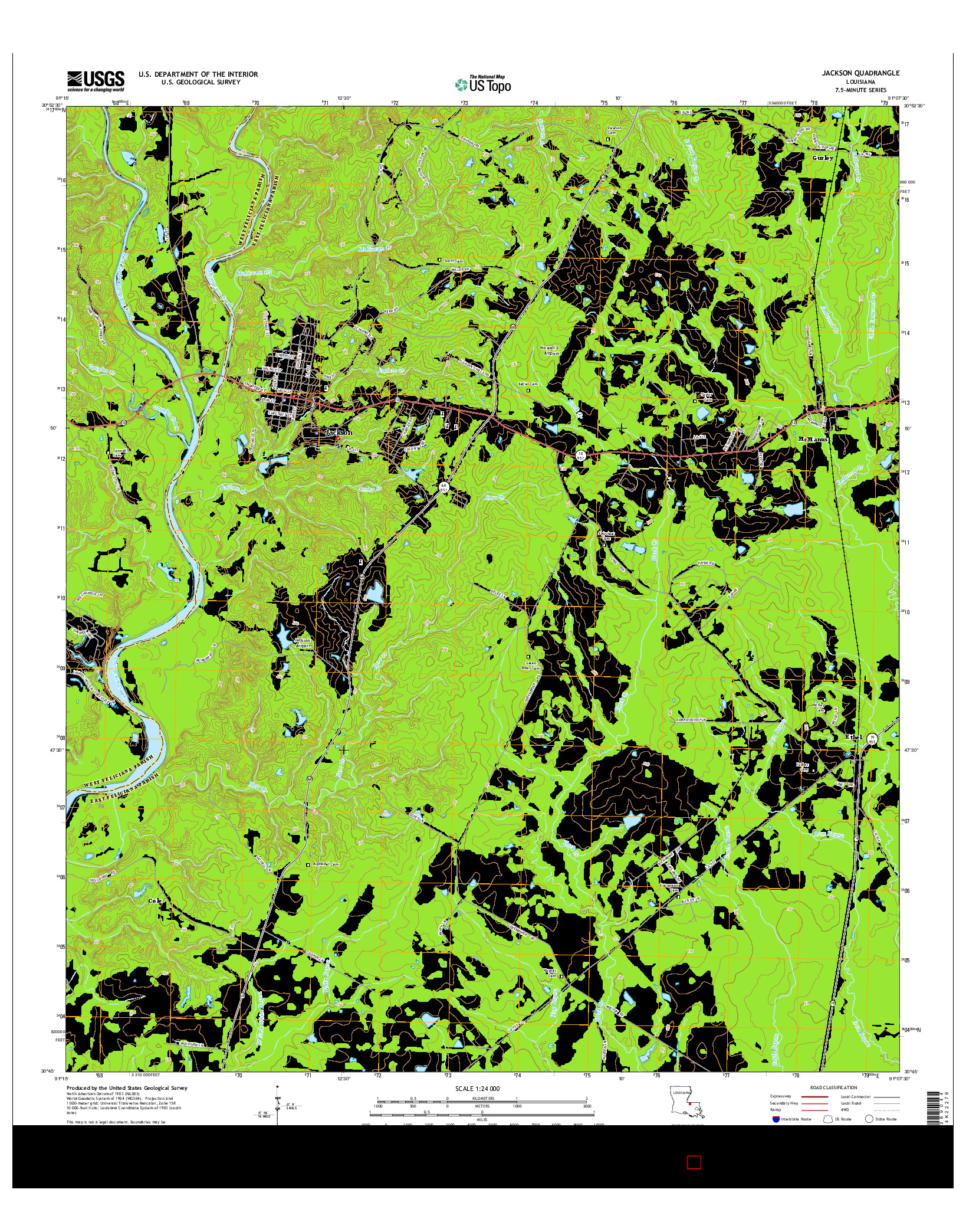 USGS US TOPO 7.5-MINUTE MAP FOR JACKSON, LA 2015